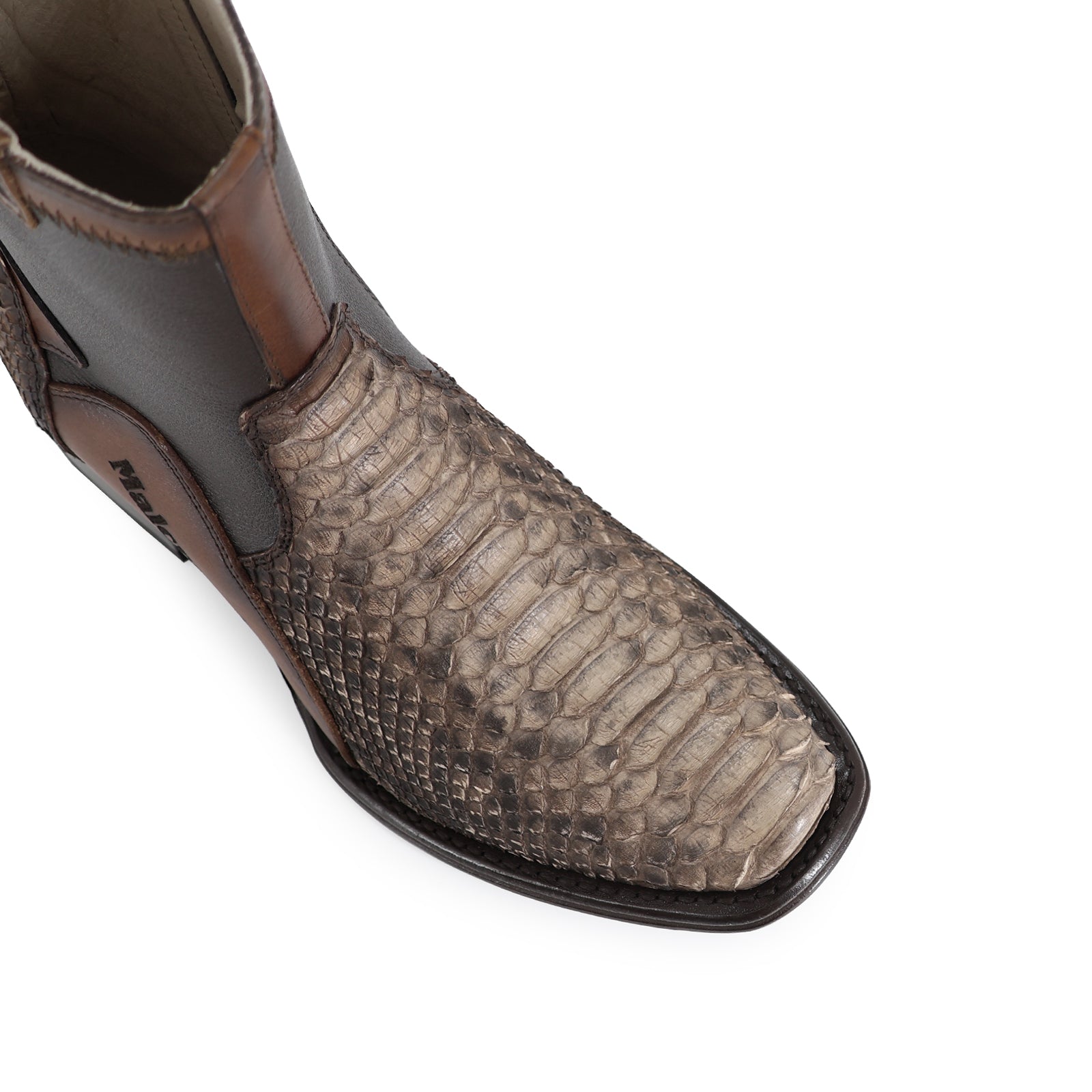 Botin Eban De Piel Piton Taupe