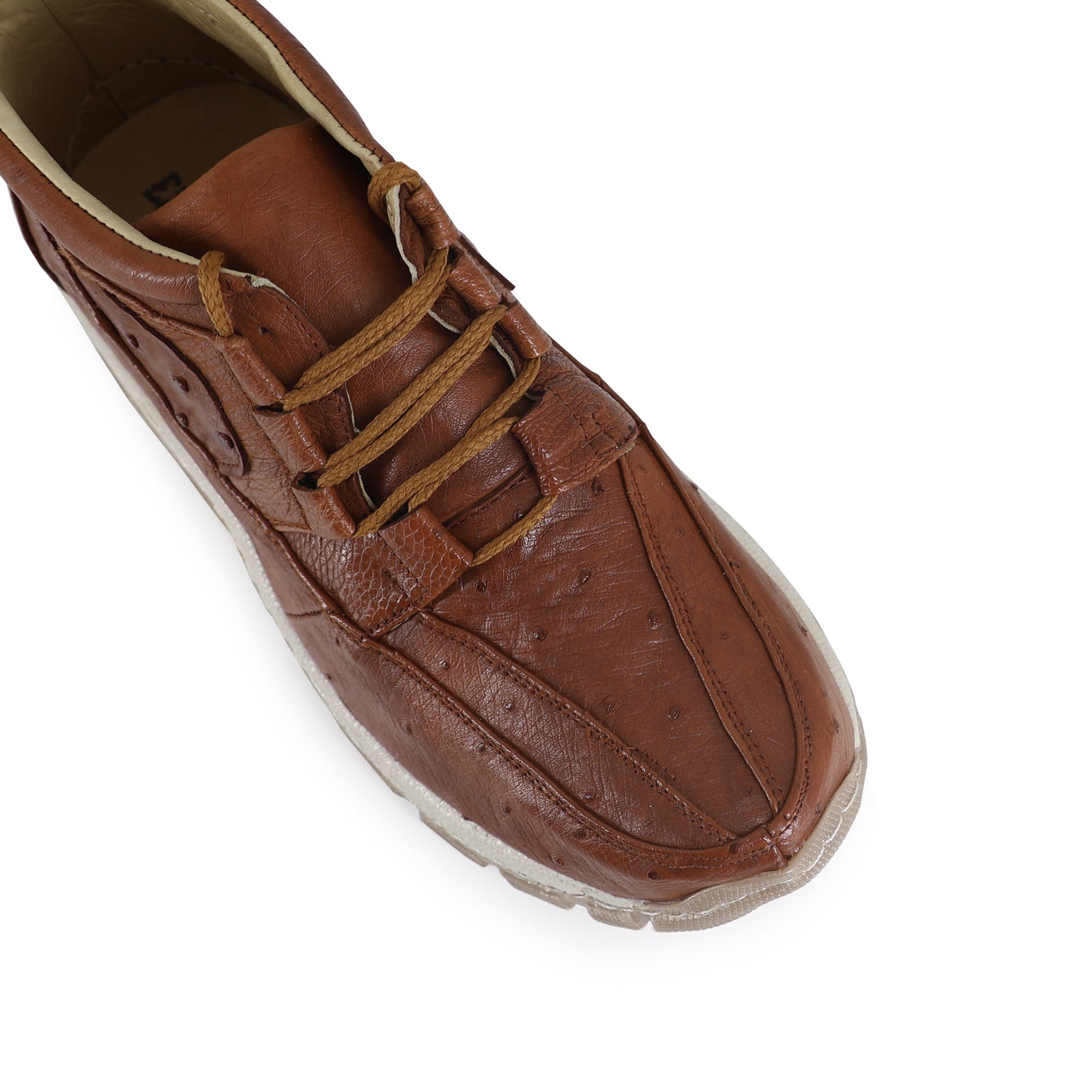 Zapato Perry Para Hombre En Piel De Avestruz Coñac