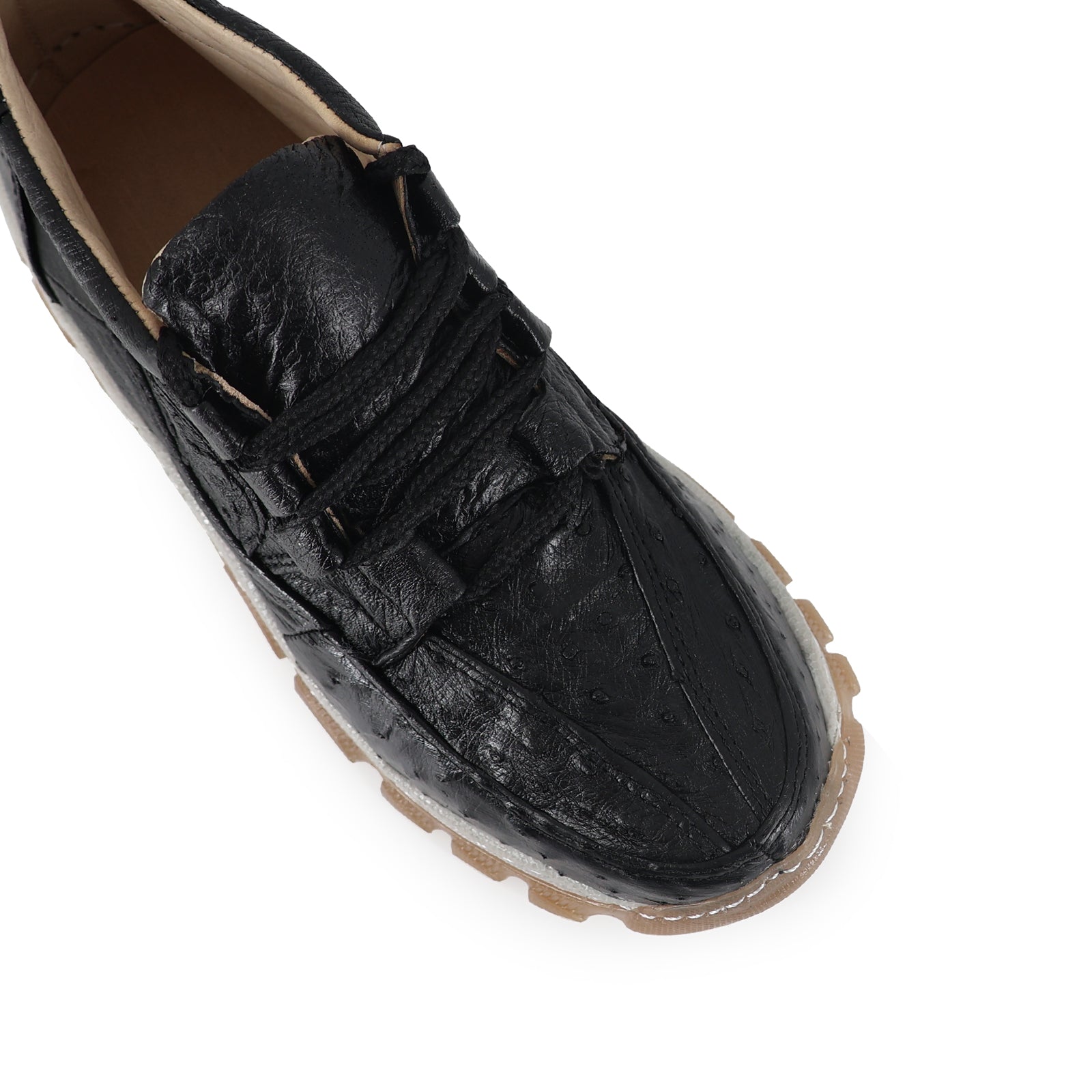 Zapato Perry Para Hombre En Piel De Avestruz Negro
