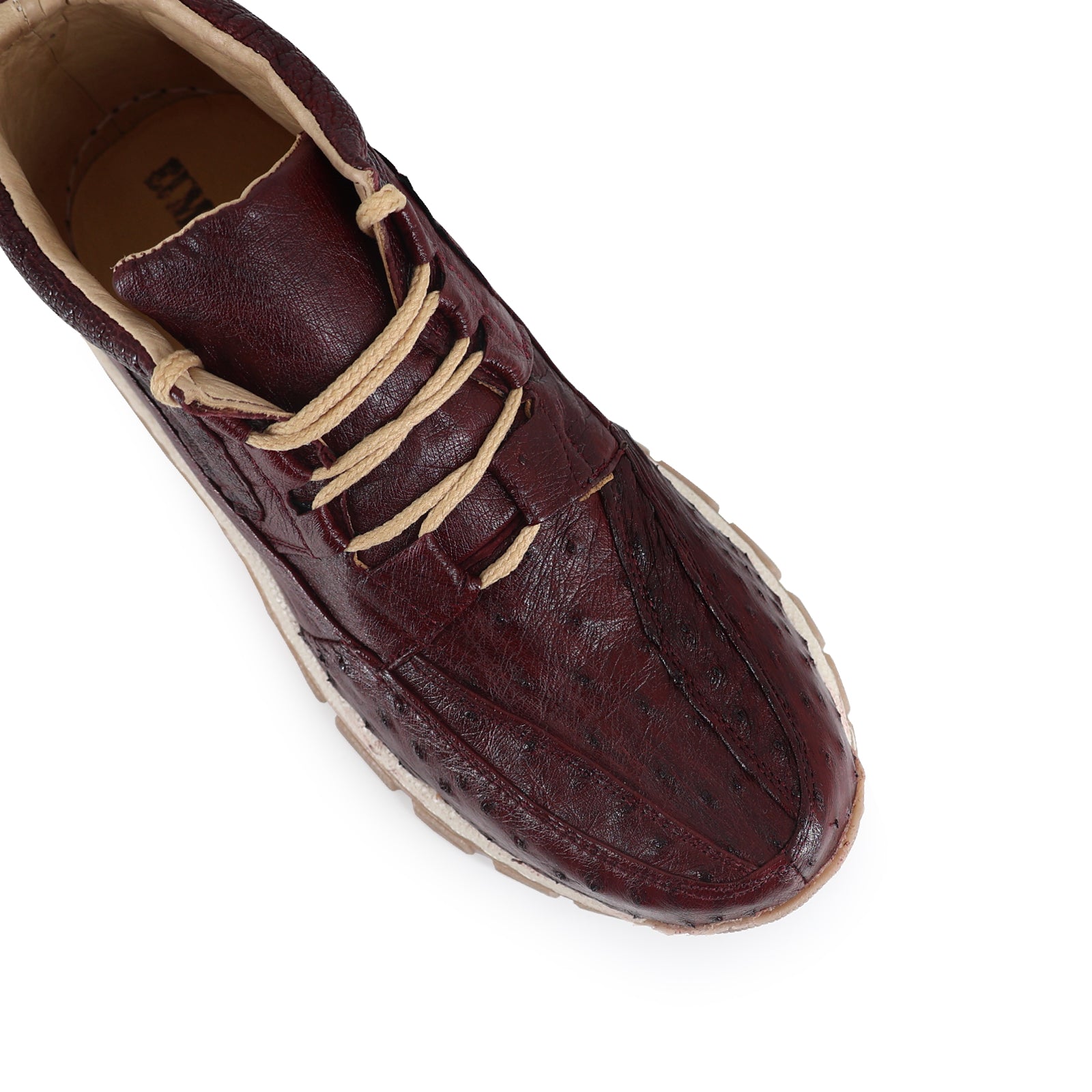 Zapato Perry Para Hombre En Piel De Avestruz Vino