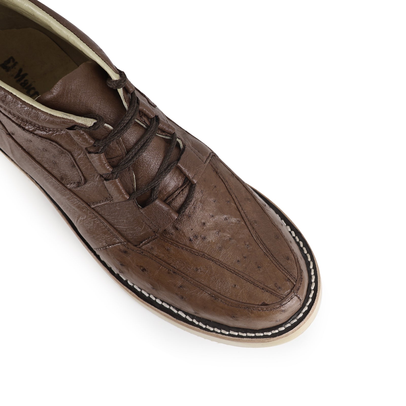 Zapato Clasico Para Hombre En Piel De Avestruz Tabaco