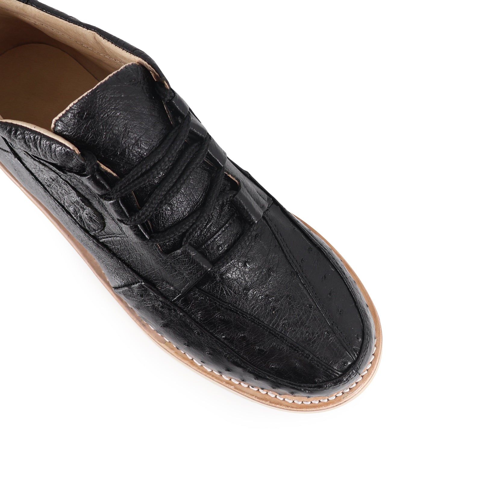 Zapato Clasico Para Hombre En Piel De Avestruz Negro