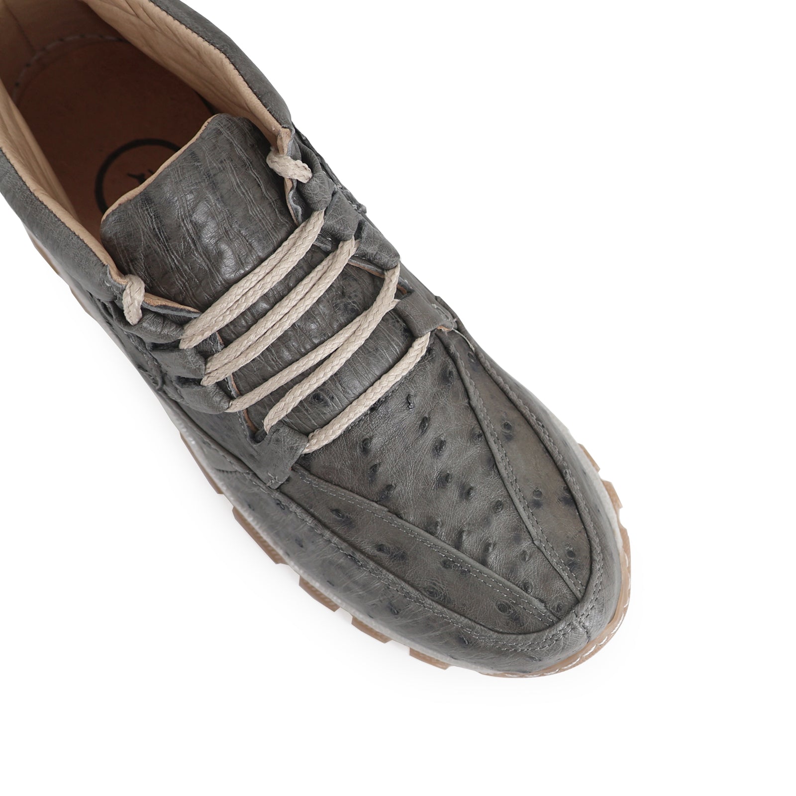 Zapato Perry Para Hombre En Piel De Avestruz Gris