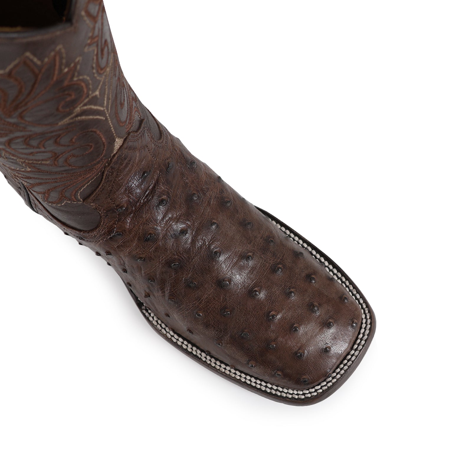 Bota Vaquera Bulldog Avestruz Rustico Cafe Bruciato