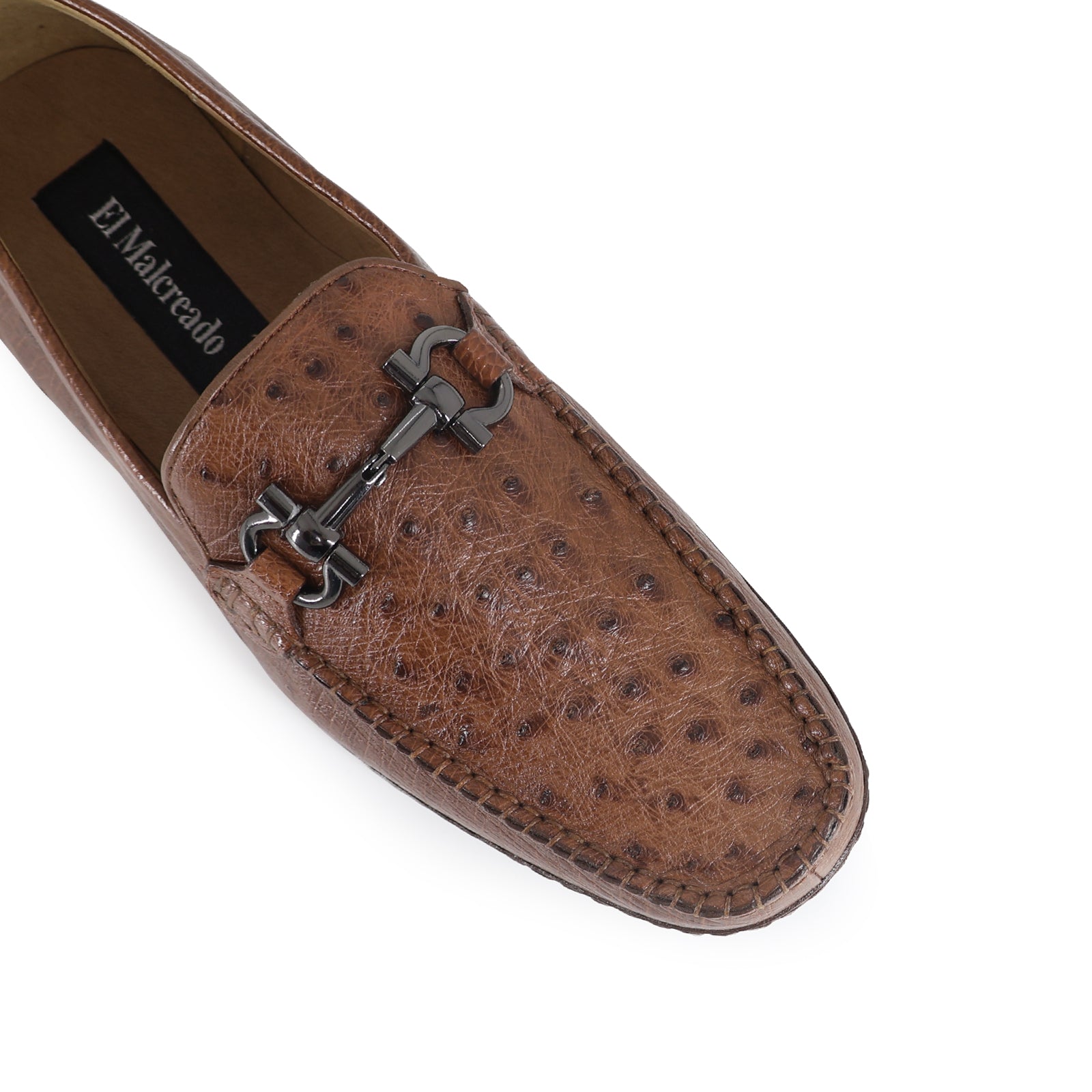 Zapato Glamour Para Hombre En Piel Avestruz Coñac