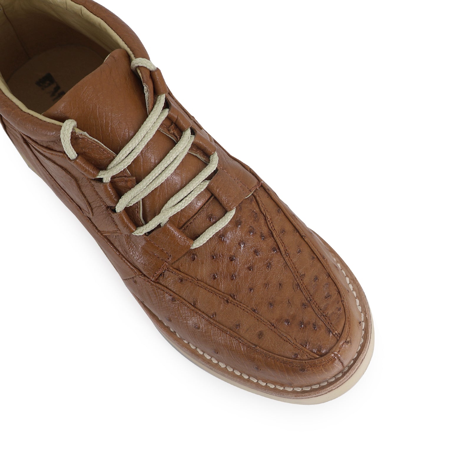 Zapato Clasico Para Hombre En Piel De Avestruz Coñac