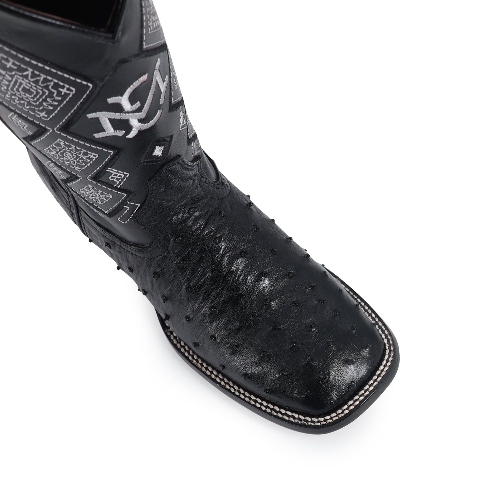 Bota Vaquera Bulldog Avestruz Negro
