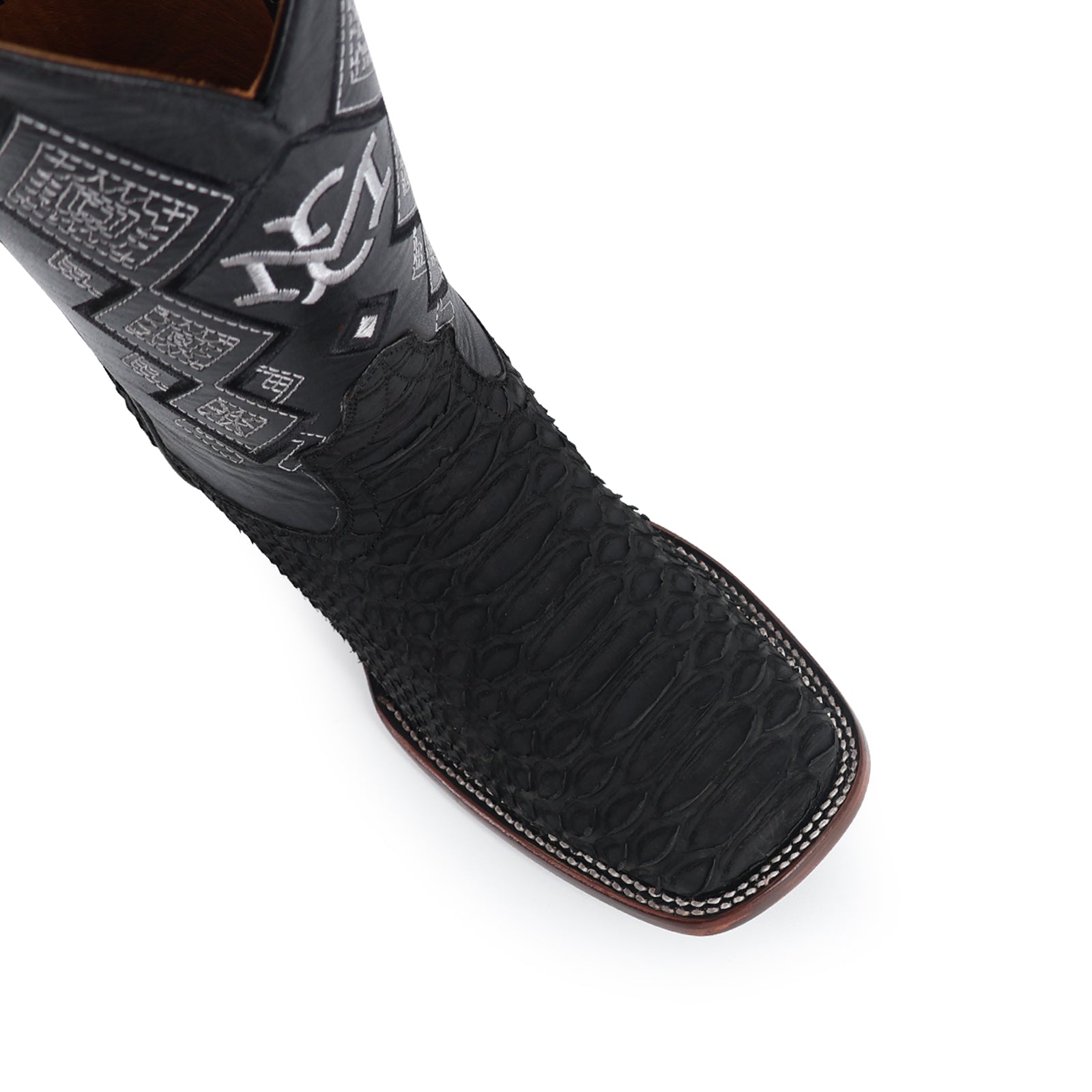 Bota Vaquera Bulldog Pitón Nobuck Negro