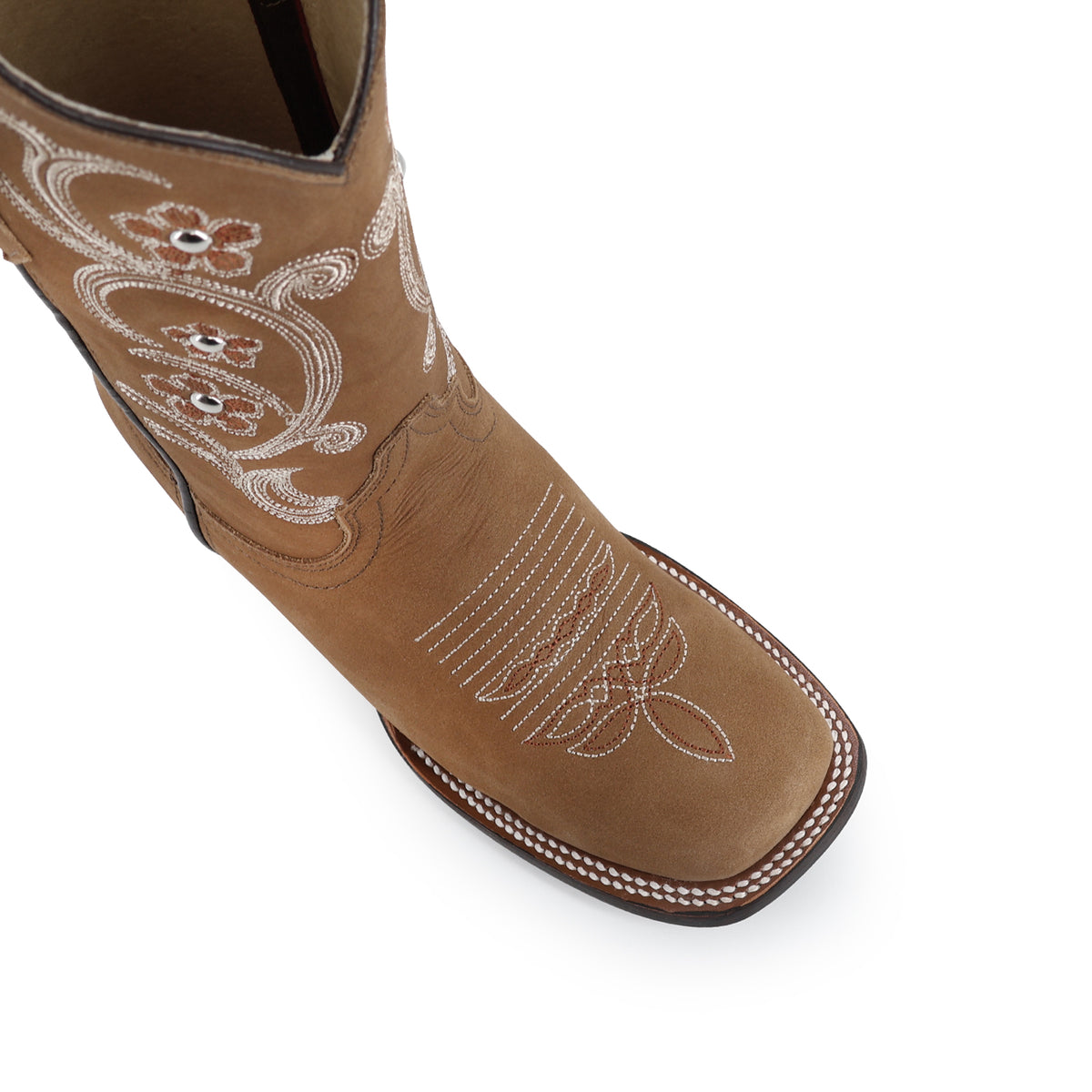 Bota vaquera para dama de piel modelo Dalia Choco