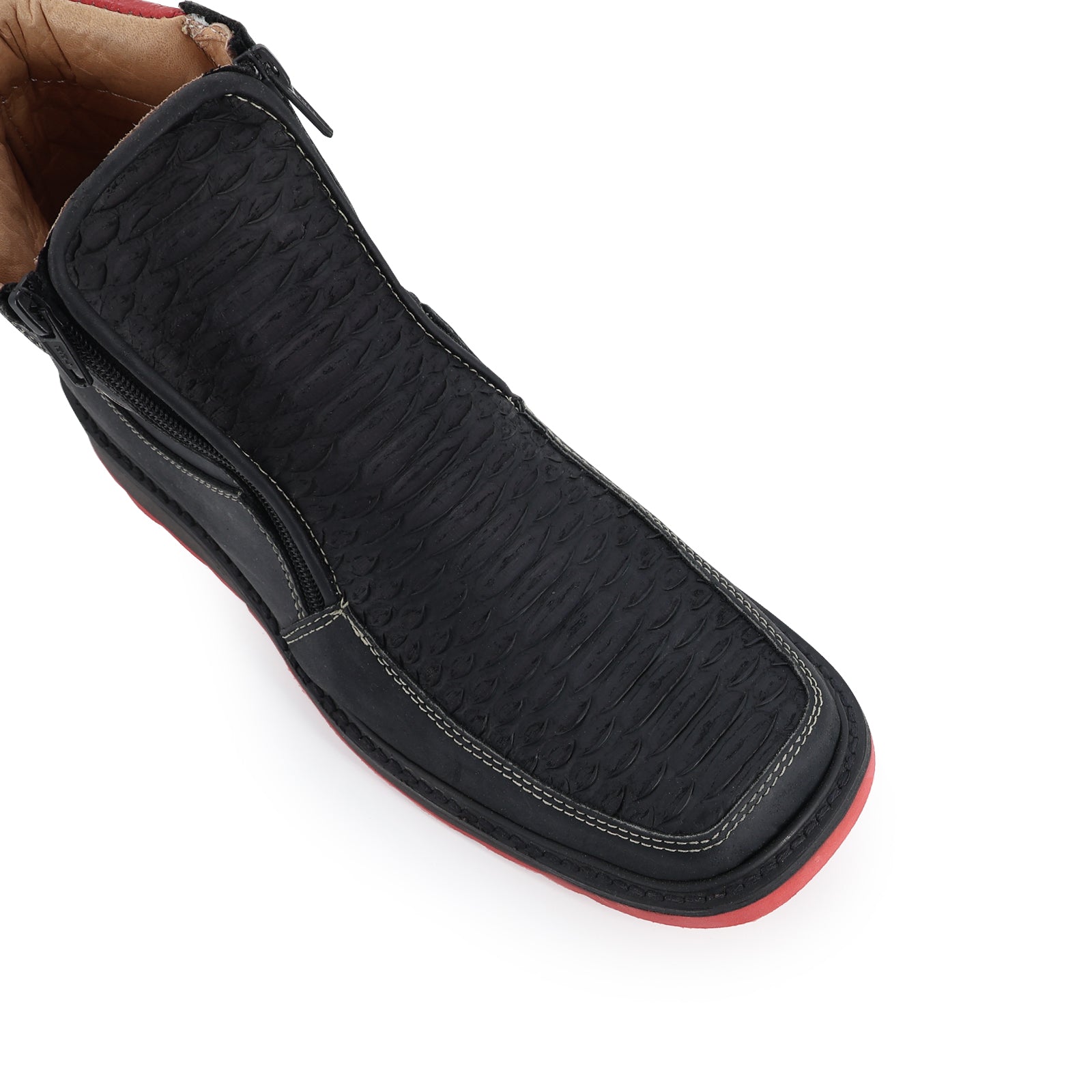 Botin Macho En Piel De Piton Suela Roja