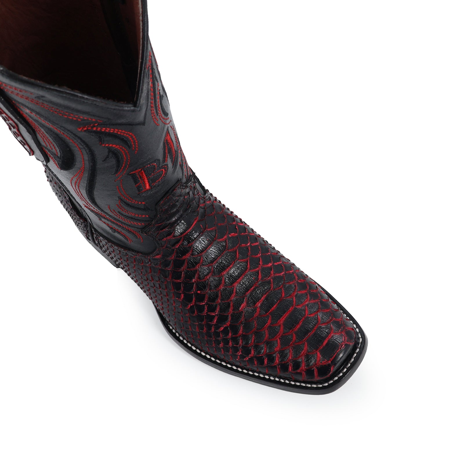 Bota Vaquera Dubai Piton Negro Cereza