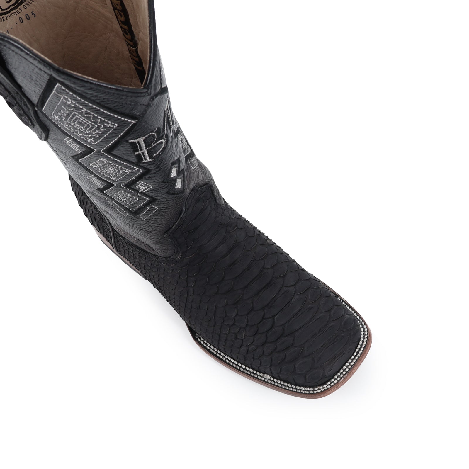 Bota Vaquera Bulldog Pitón Nobuck Negro