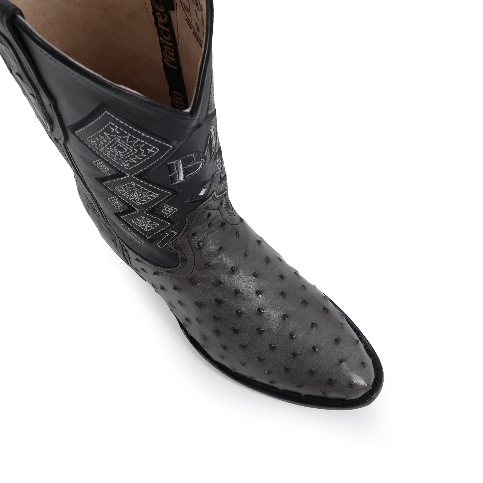 Bota Vaquera Oval Avestruz Gris