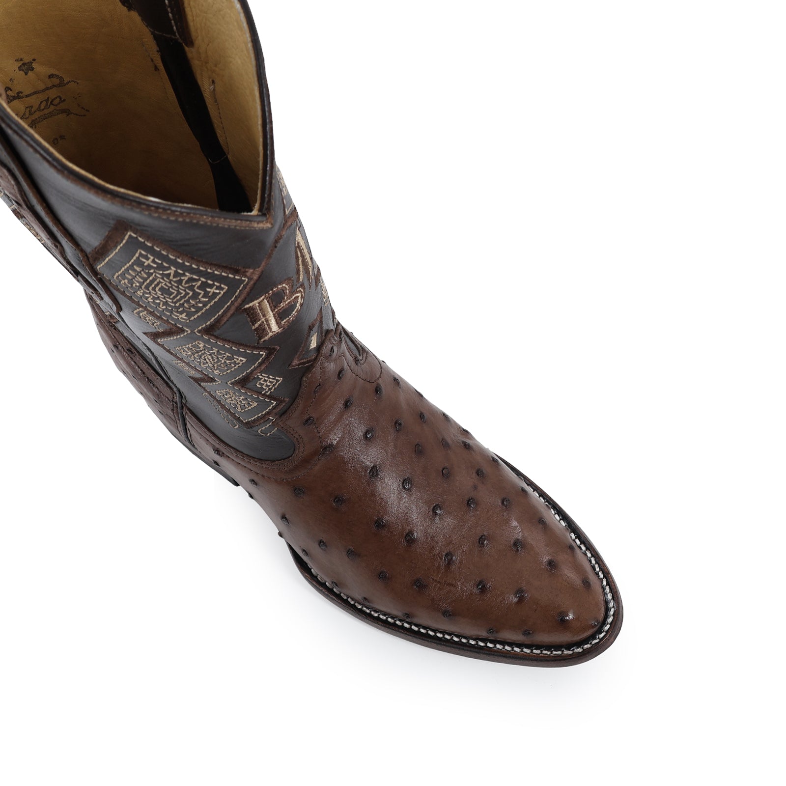 Bota Vaquera Oval Avestruz Cafe