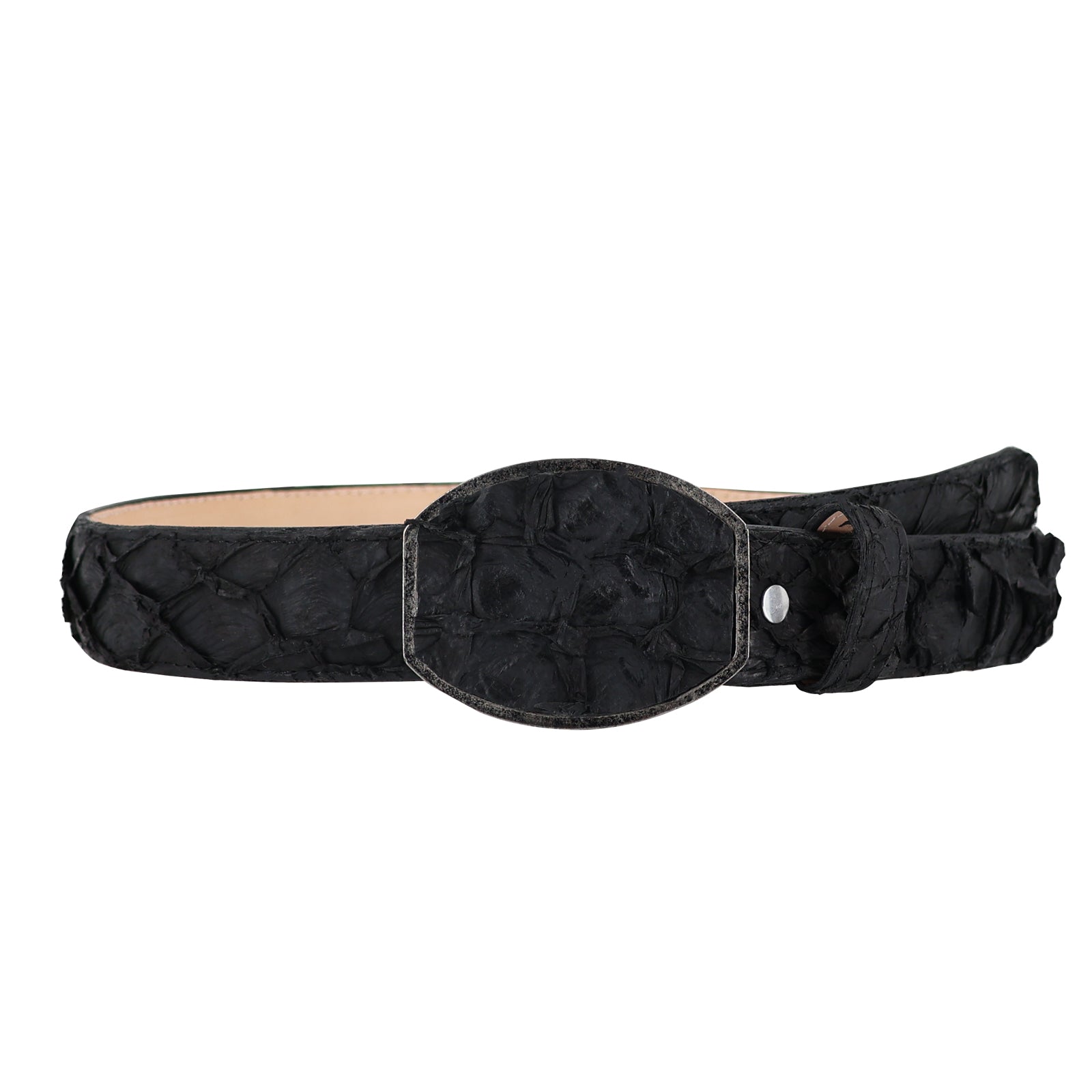 Cinturón Hebilla Cua Para Hombre En Piel De Pescado Nobuck