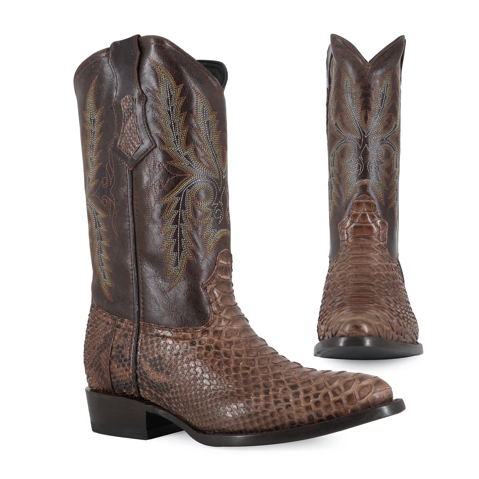 Bota Vaquera Oval Pitón Cafe