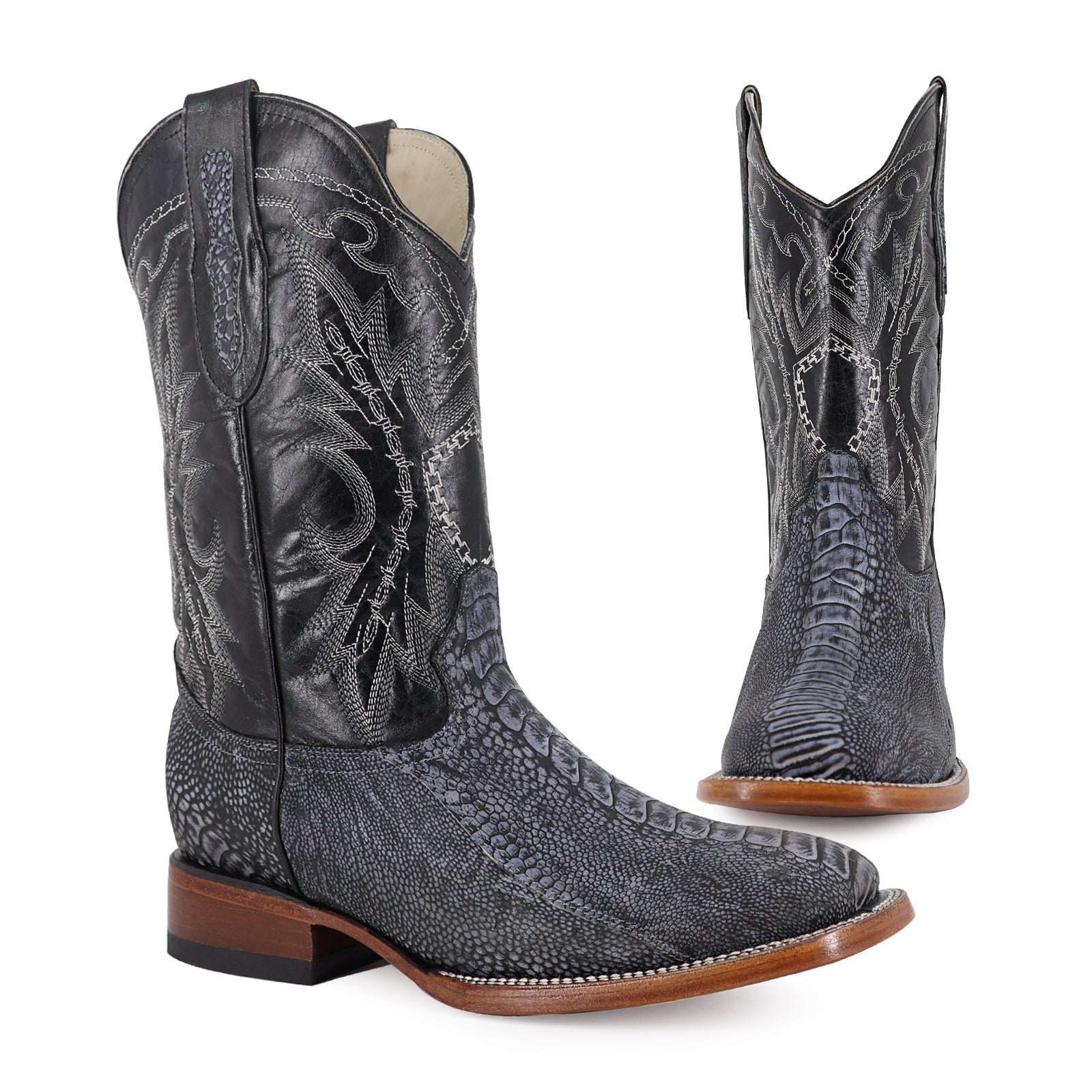 Bota Vaquera Bulldog Pata de Avestruz Azul Rustico