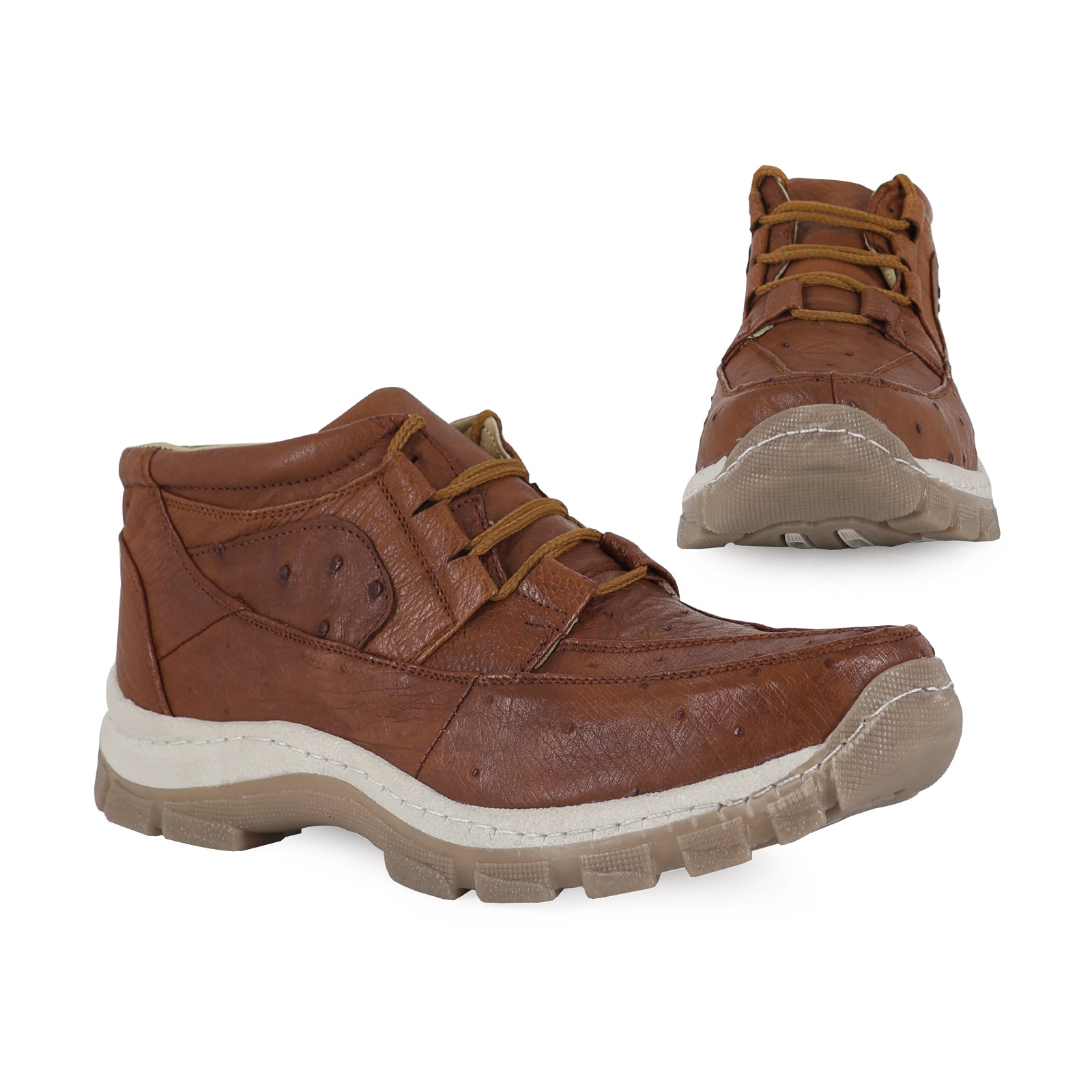 Zapato Perry Para Hombre En Piel De Avestruz Coñac