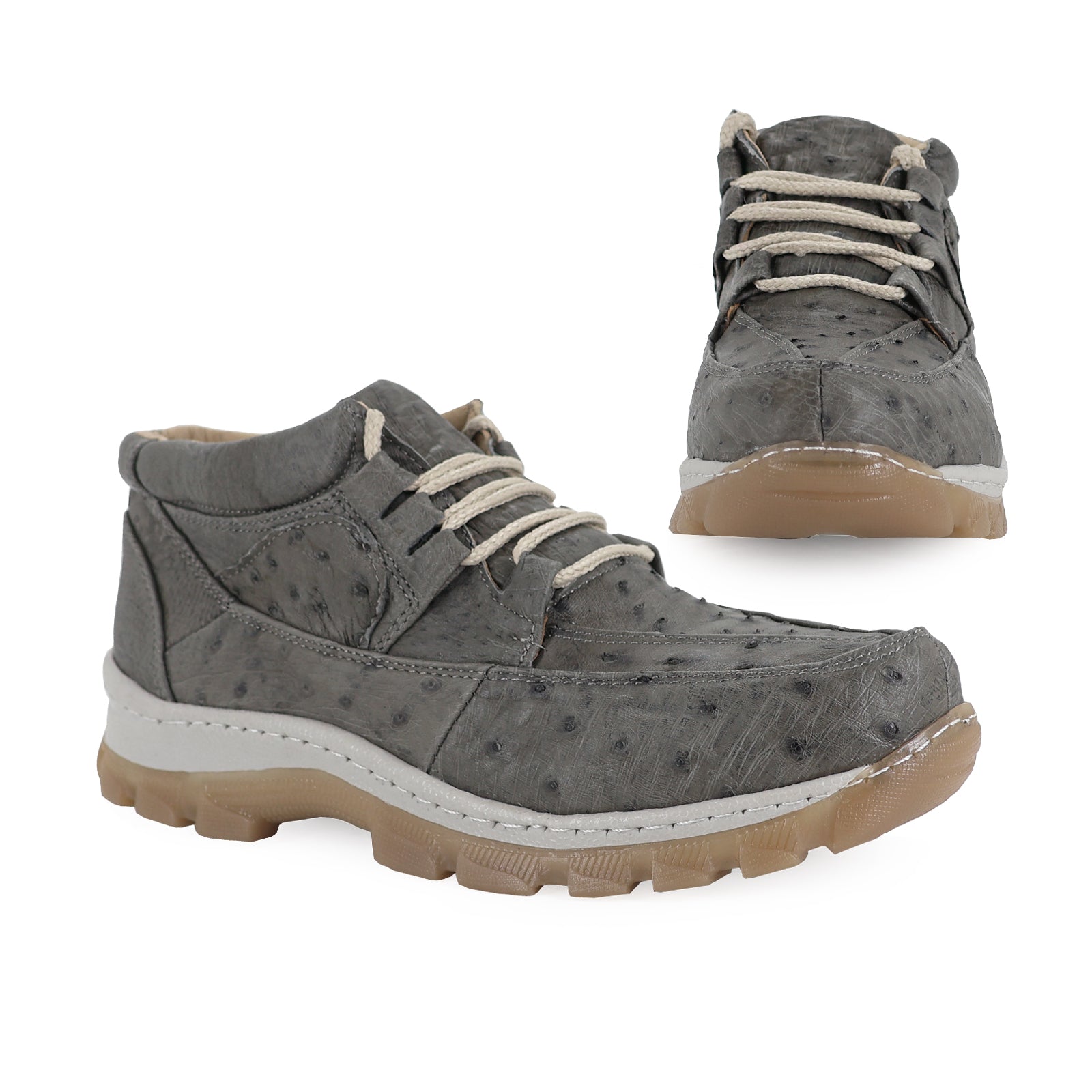 Zapato Perry Para Hombre En Piel De Avestruz Gris