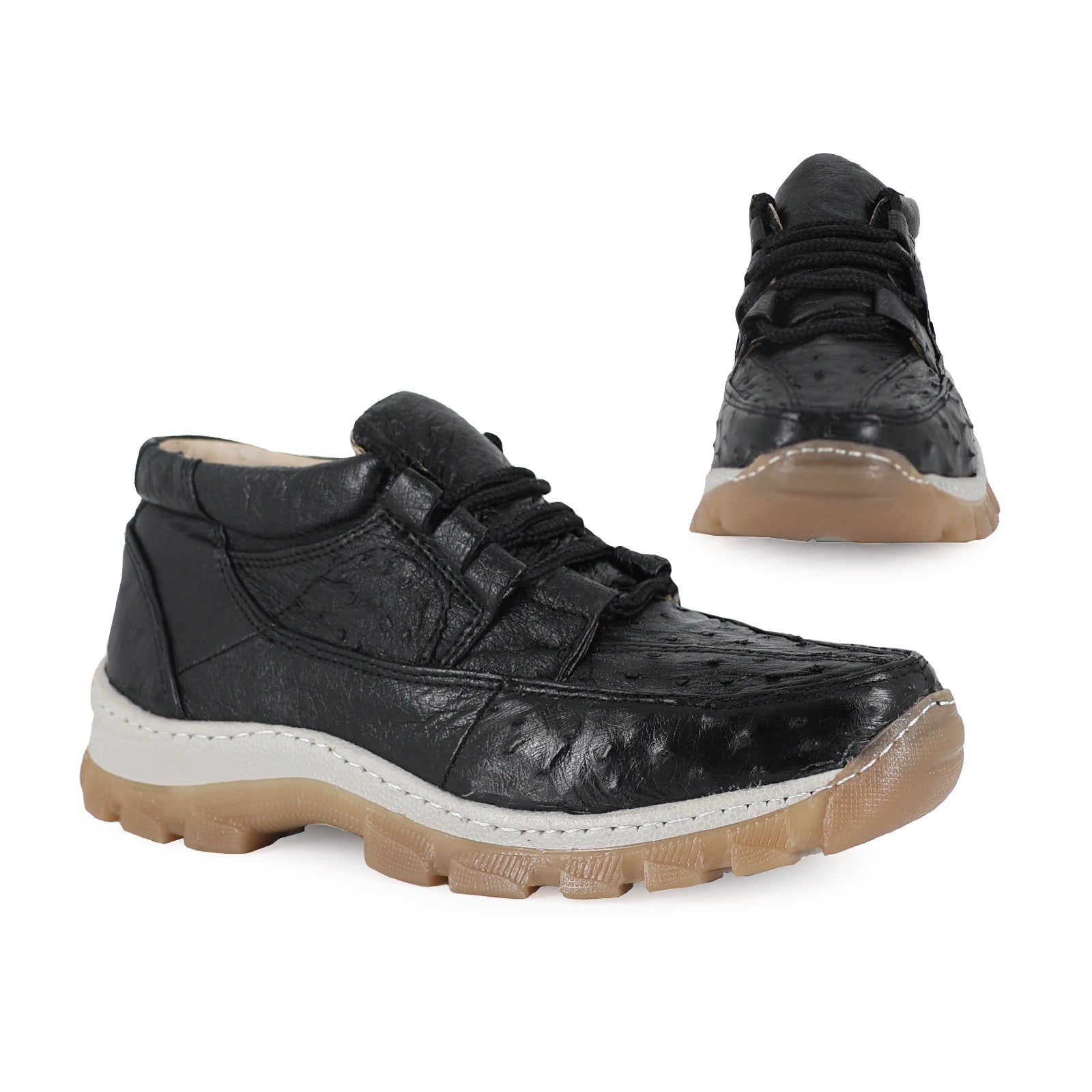 Zapato Perry Para Hombre En Piel De Avestruz Negro