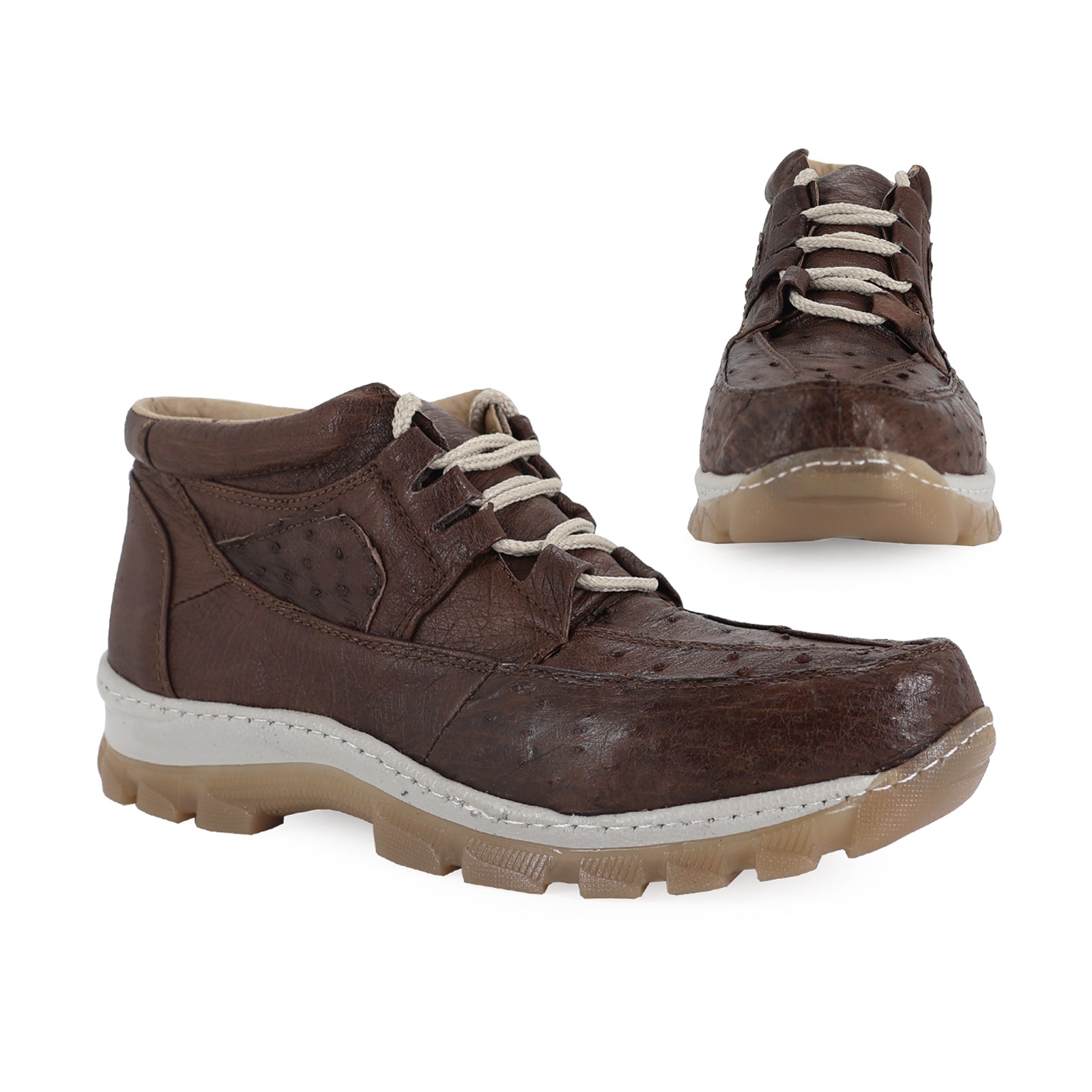 Zapato Perry Para Hombre En Piel De Avestruz Cafe