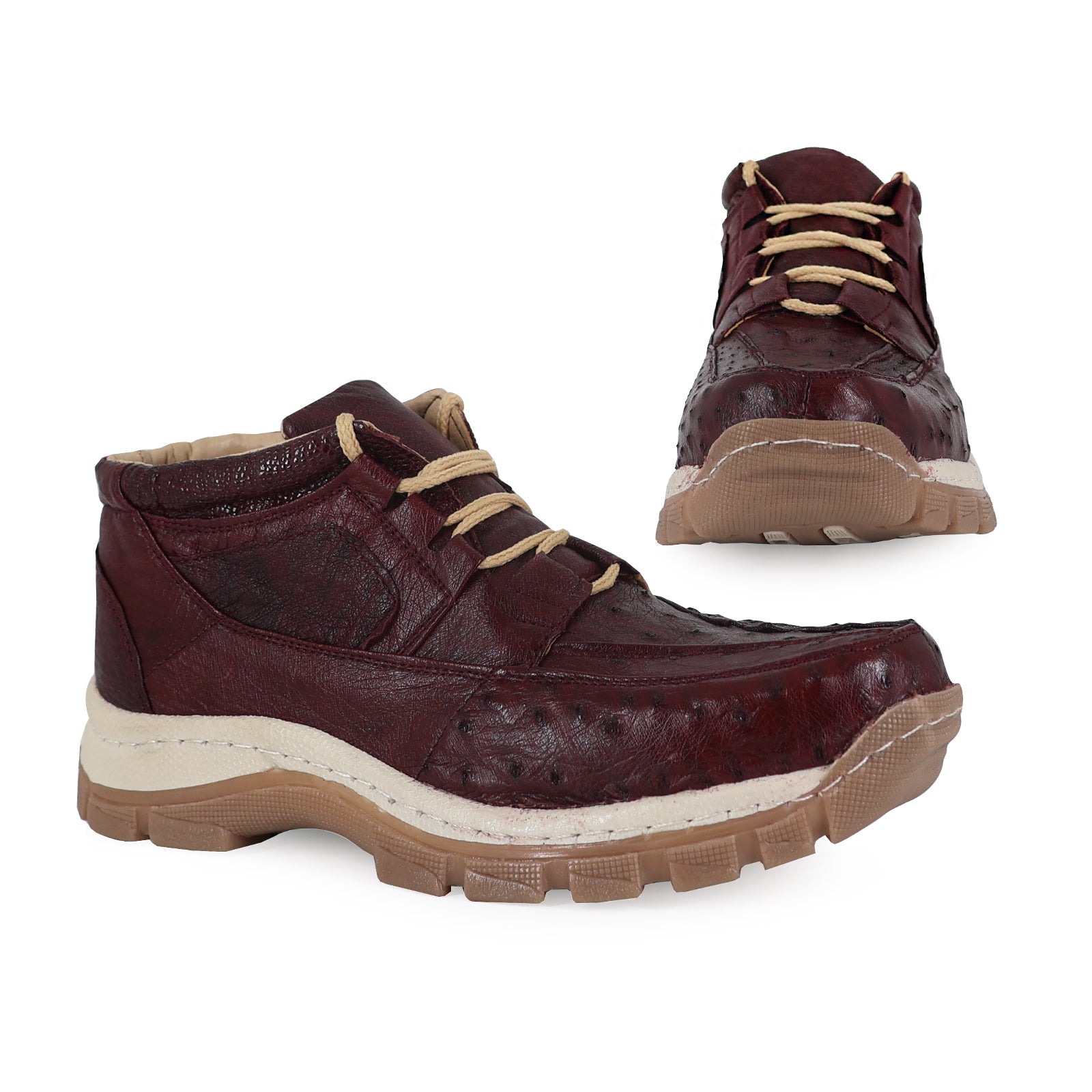 Zapato Perry Para Hombre En Piel De Avestruz Vino