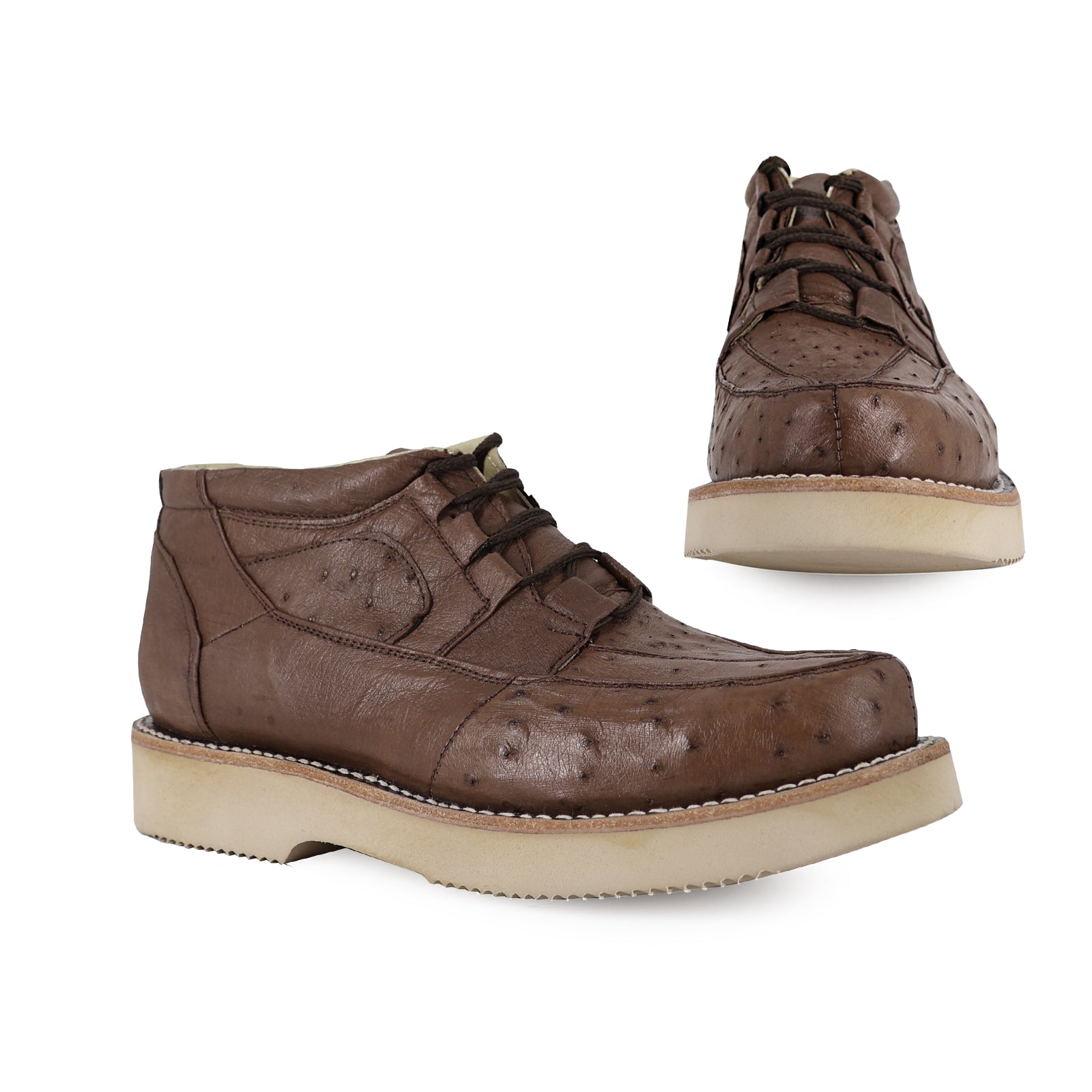 Zapato Clasico Para Hombre En Piel De Avestruz Tabaco