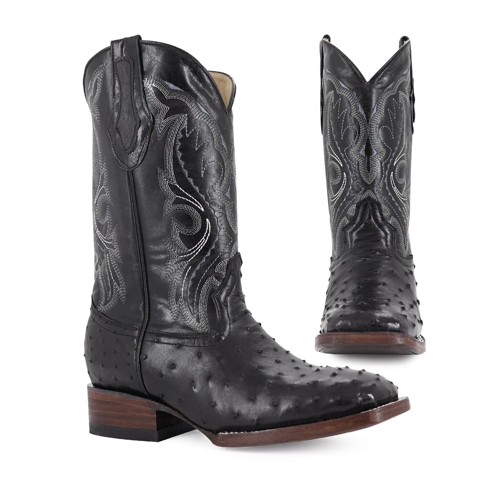 Combo Bota Y Cinto Vaq A Elegir Bota Bulldog Avestruz Negro