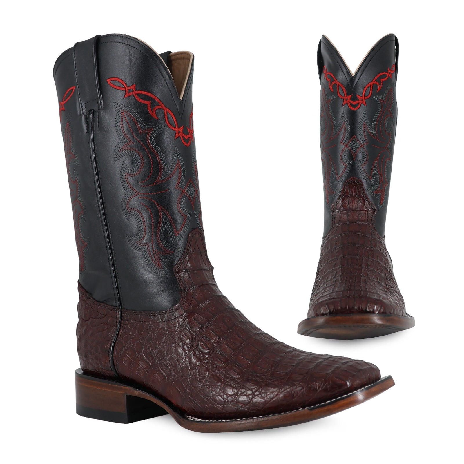 Combo Bota Y Cinto Vaq A Elegir Bota Bulldog Cocodrilo Lomo Vino