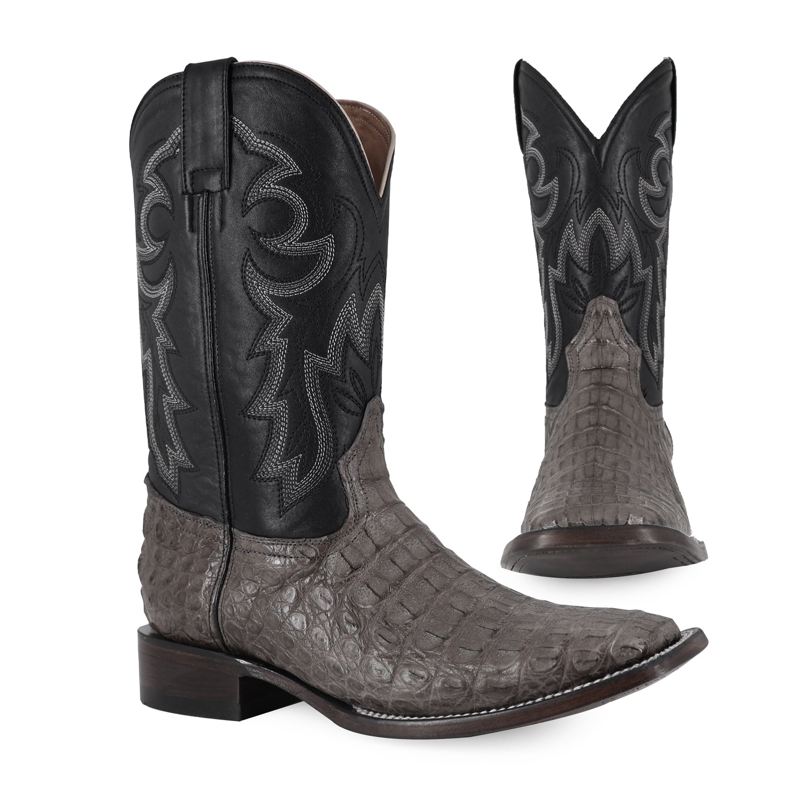 Combo Bota Y Cinto Vaq A Elegir Bota Bulldog Cocodrilo Lomo Gris