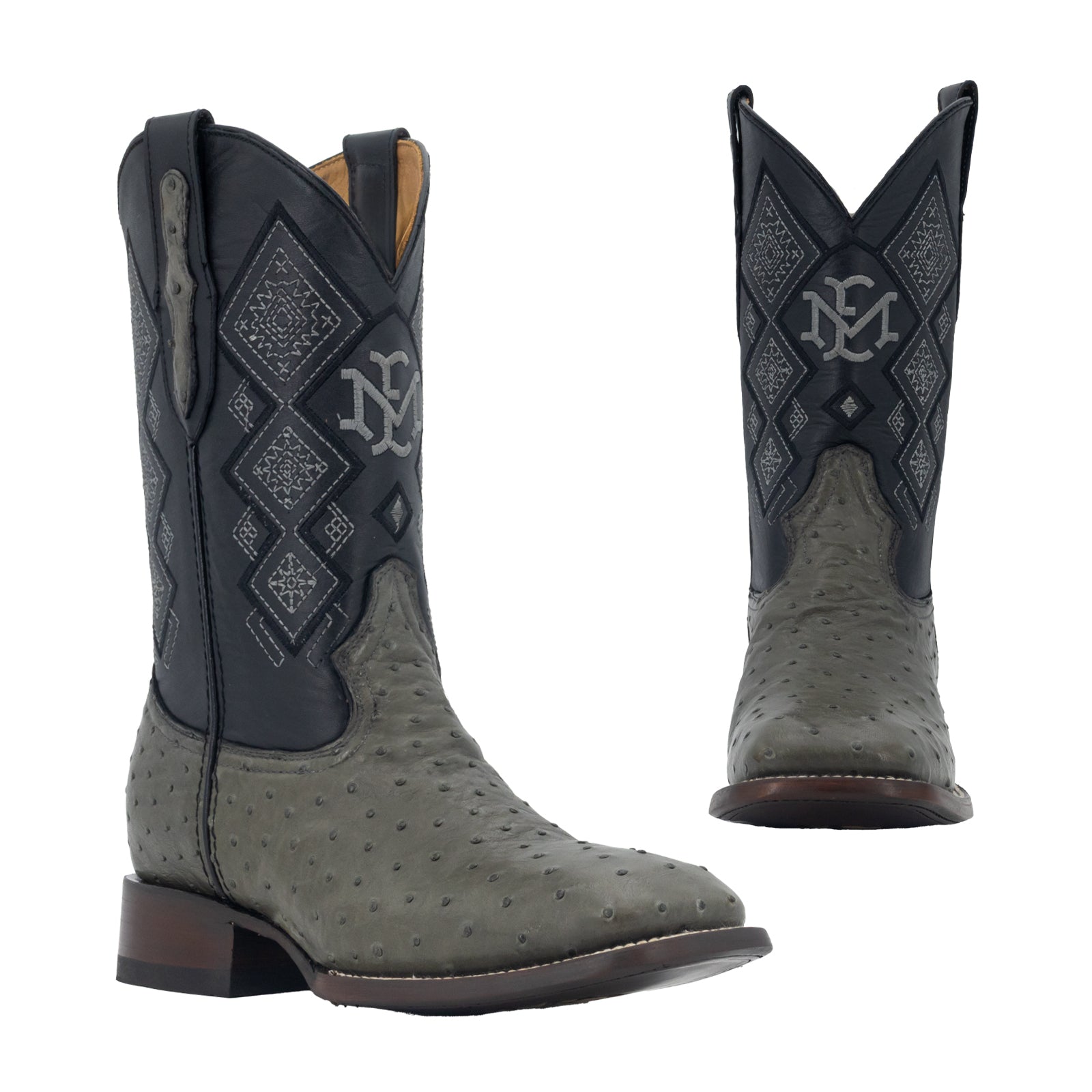Bota Vaquera Bulldog Avestruz Gris