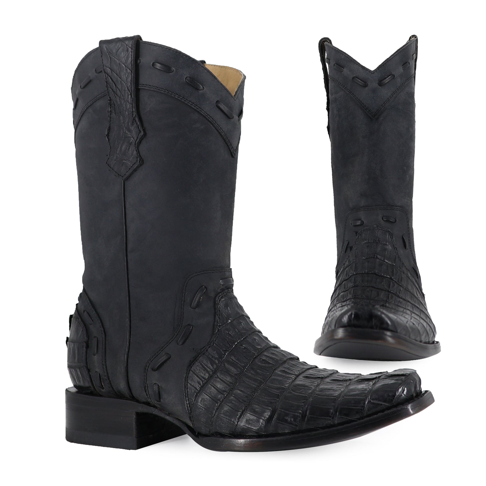 Bota Vaquera Franco Cocodrilo-Cola Negro