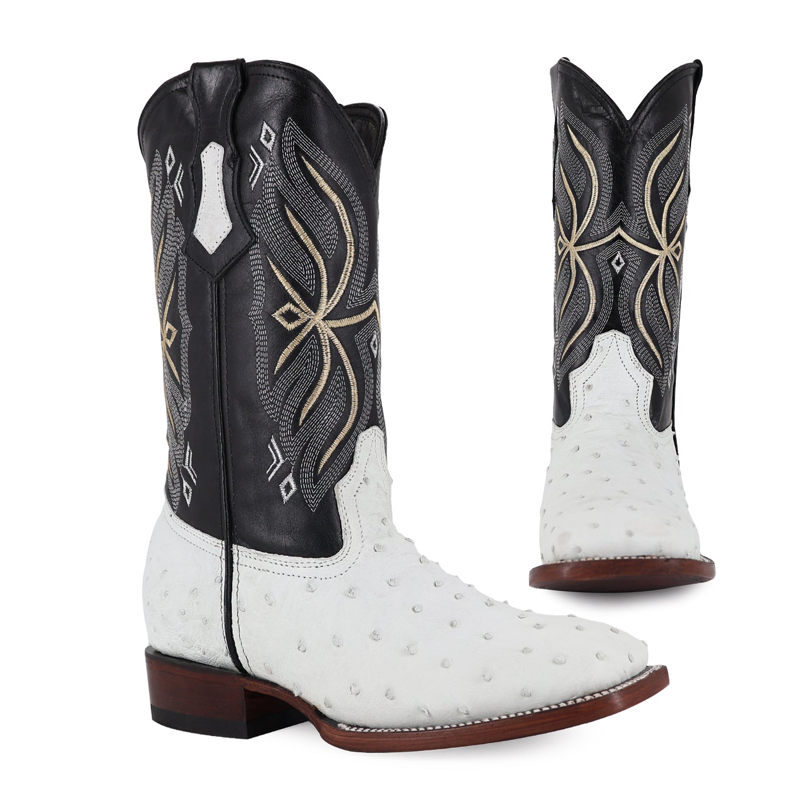 Bota Vaquera Bulldog Avestruz Blanco