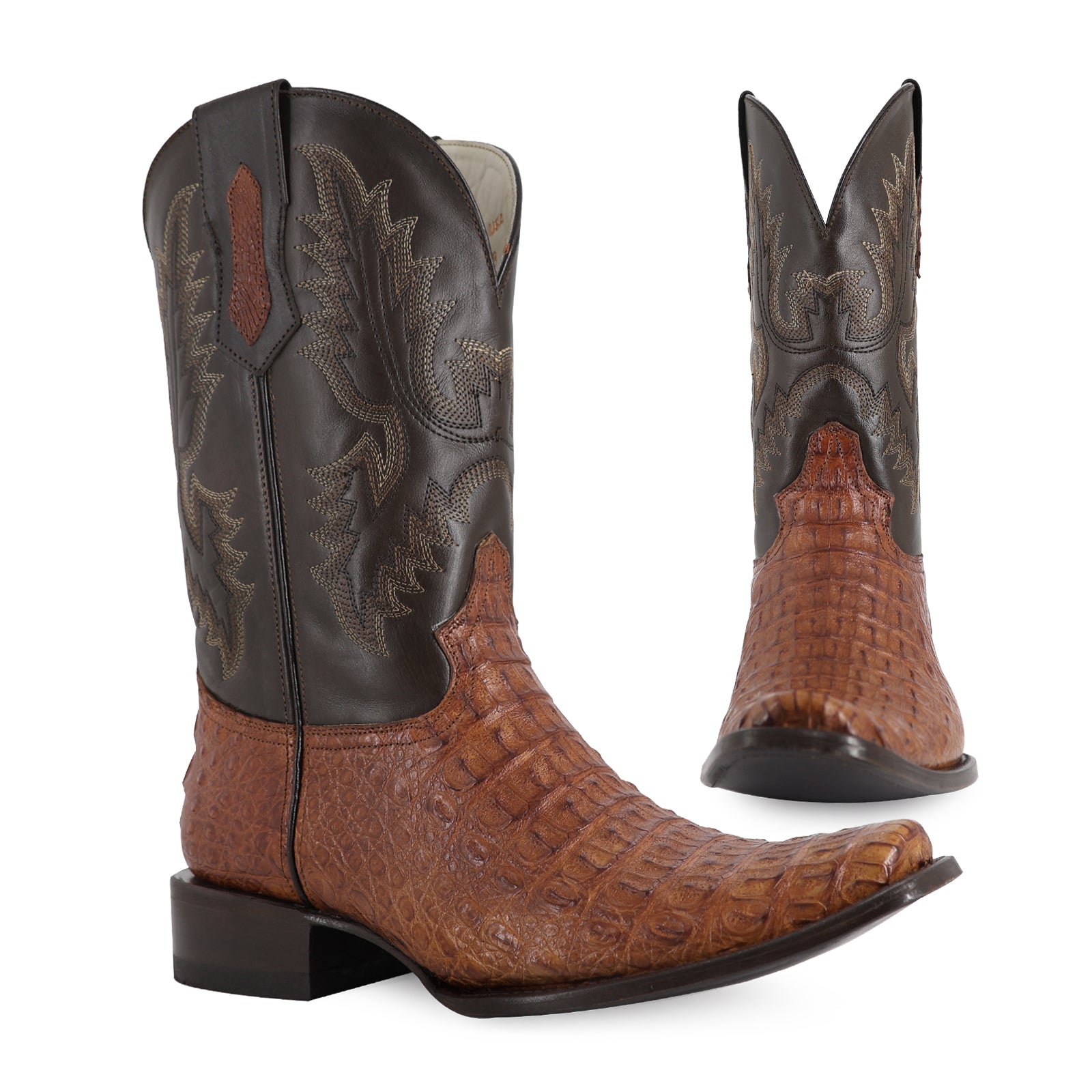 Bota Vaquera Dubai Cocodrilo Lomo Coñac