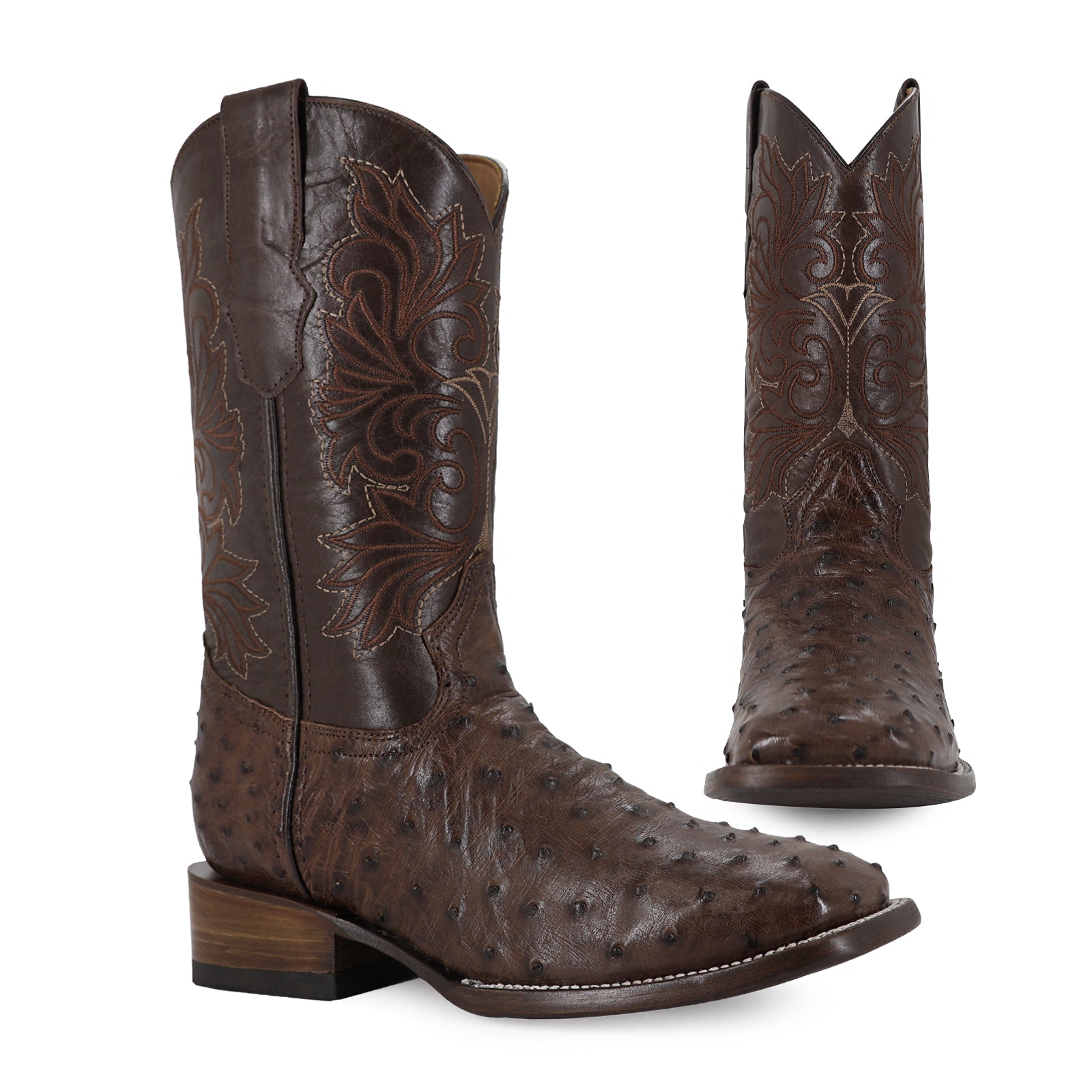 Bota Vaquera Bulldog Avestruz Rustico Cafe Bruciato