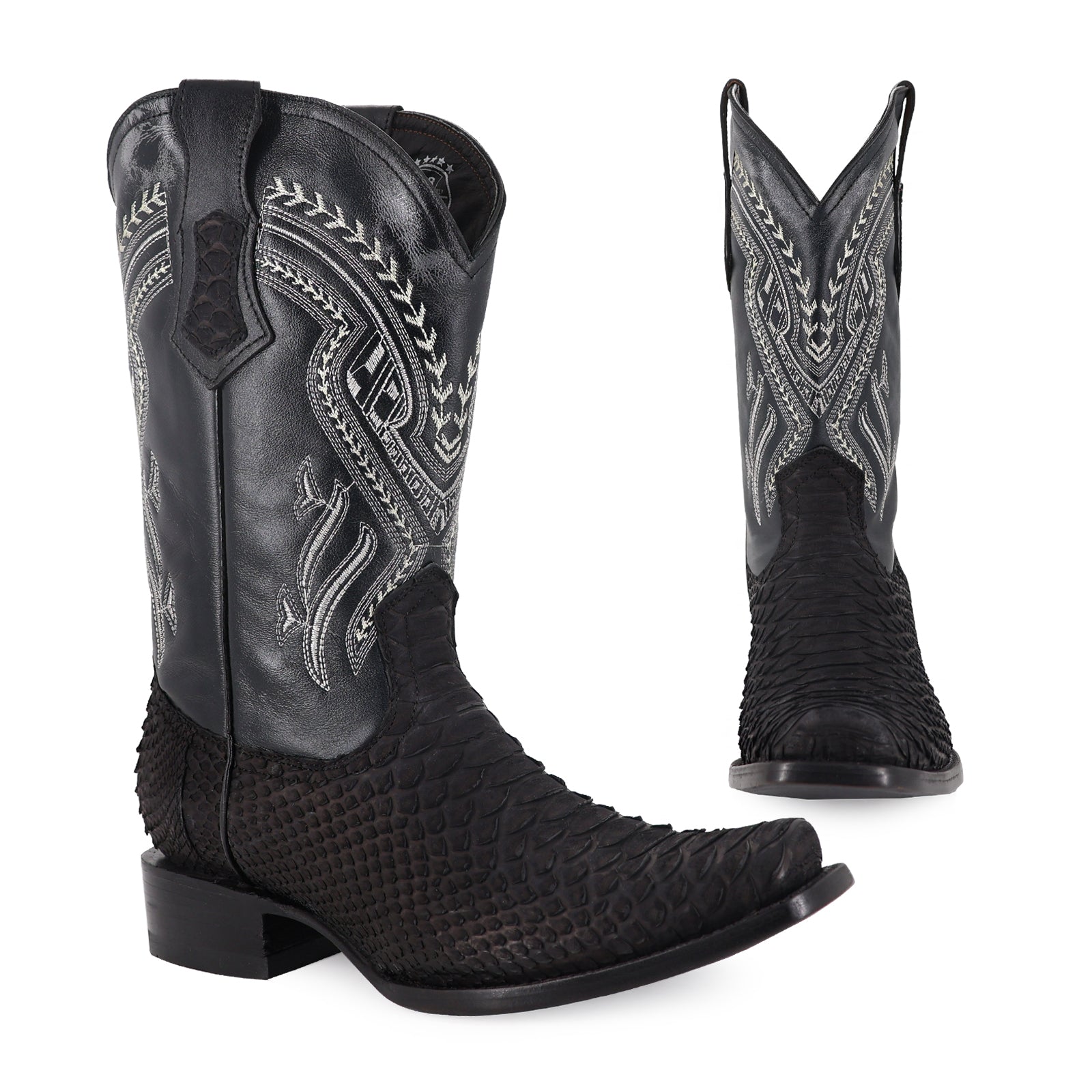 Bota Vaquera Dubái Pitón Nobuck Negro