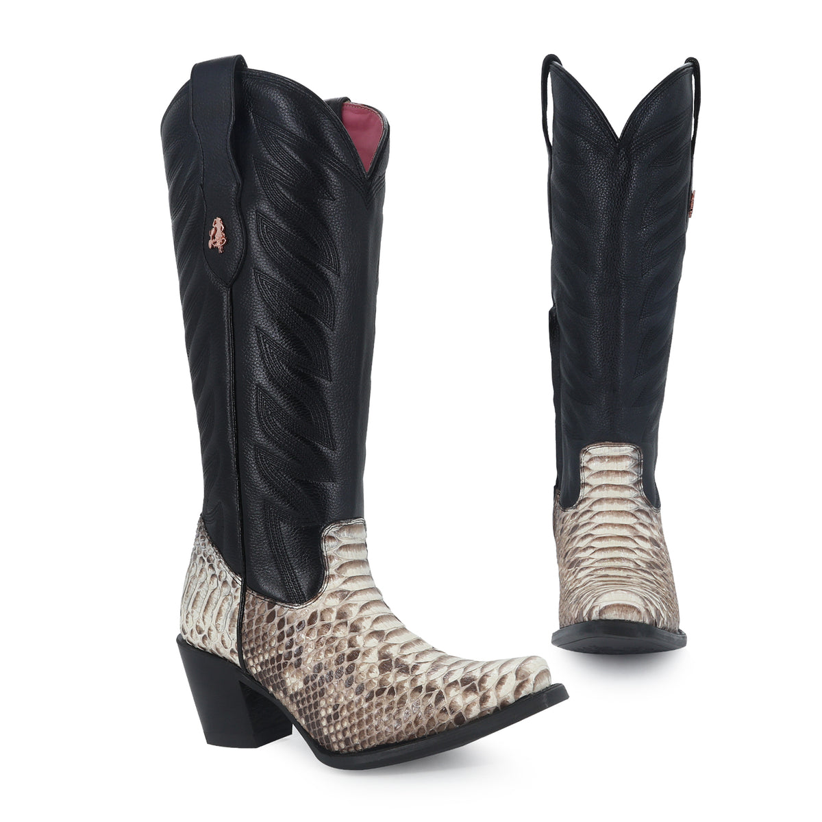 Bota vaquera para dama de piel piton natural modelo Bandida
