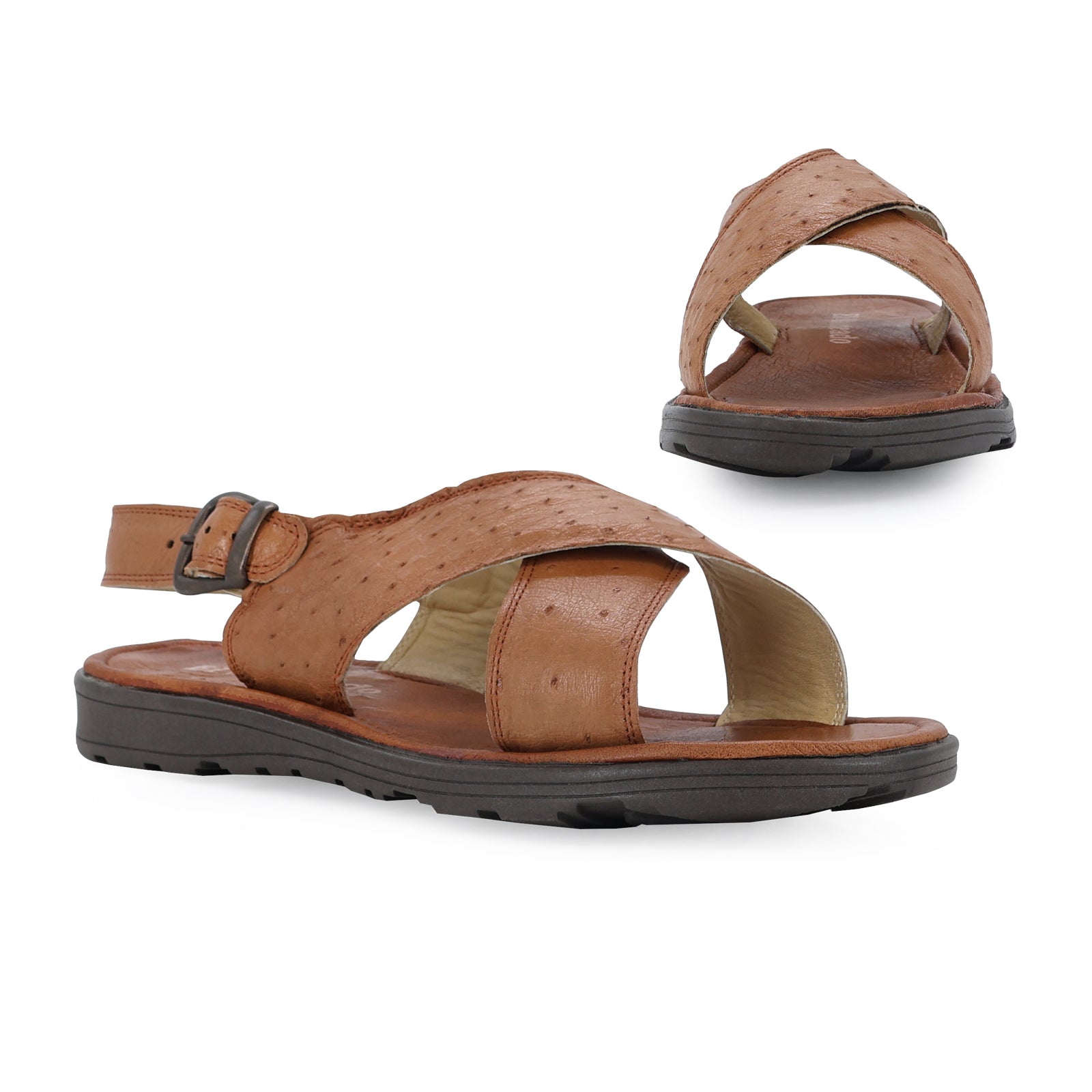 Huarache Para Hombre En Avestruz Coñac