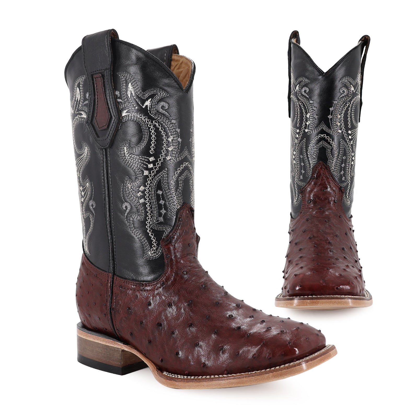 Bota Vaquera Bulldog Avestruz Vino