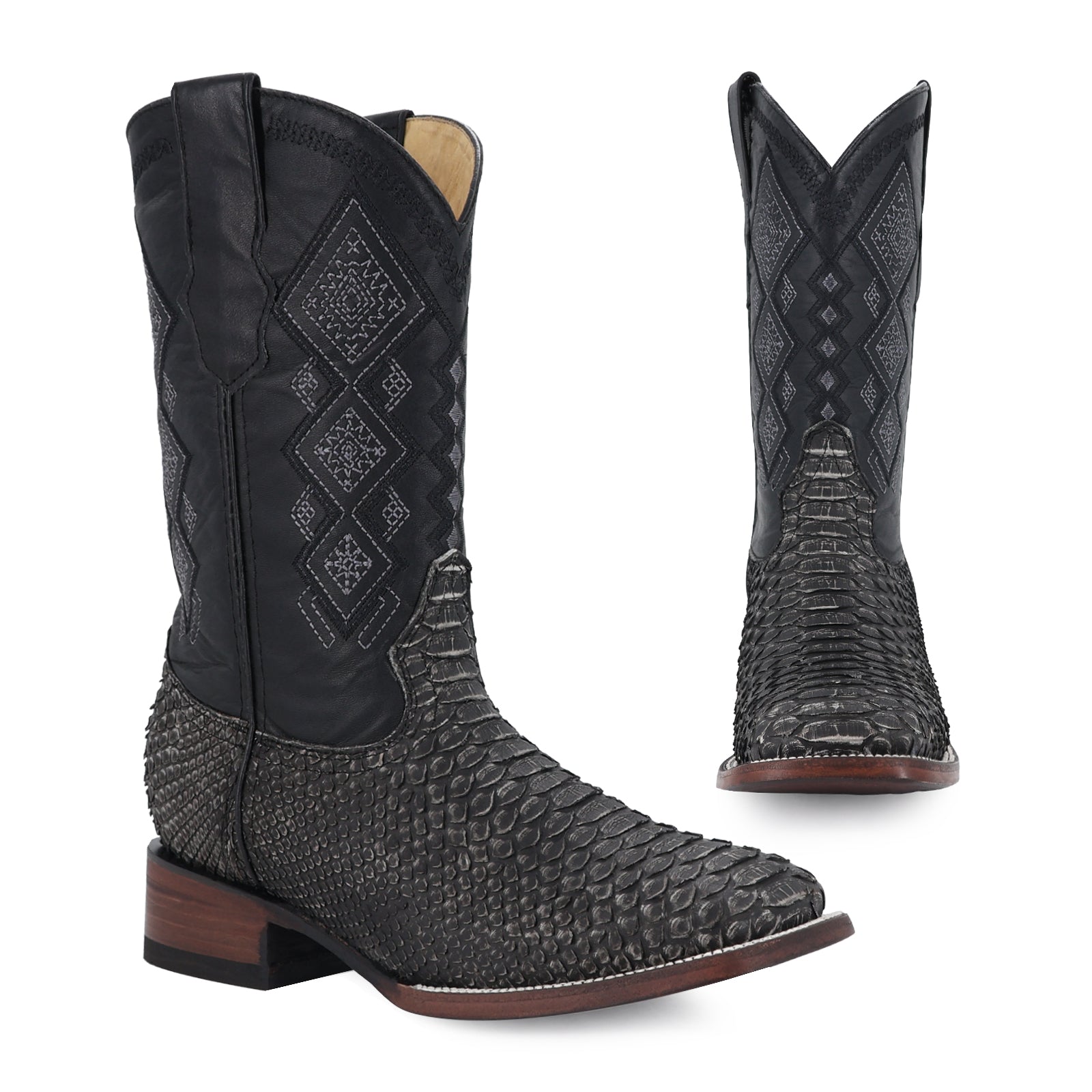 Bota Vaquera Bulldog Pitón Nobuck Periodico