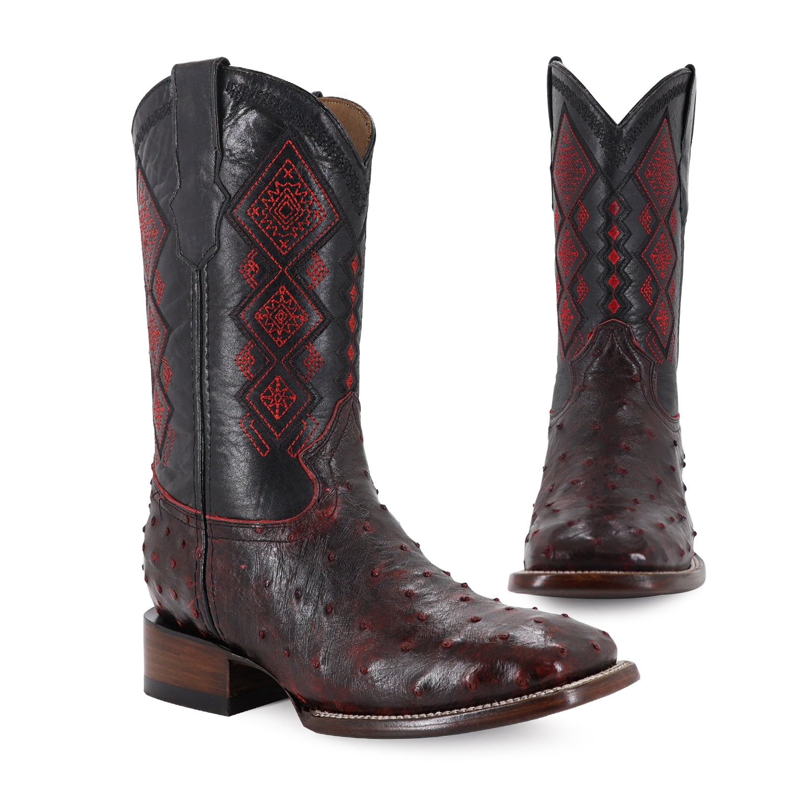 Bota Vaquera Bulldog Avestruz Black Cherry