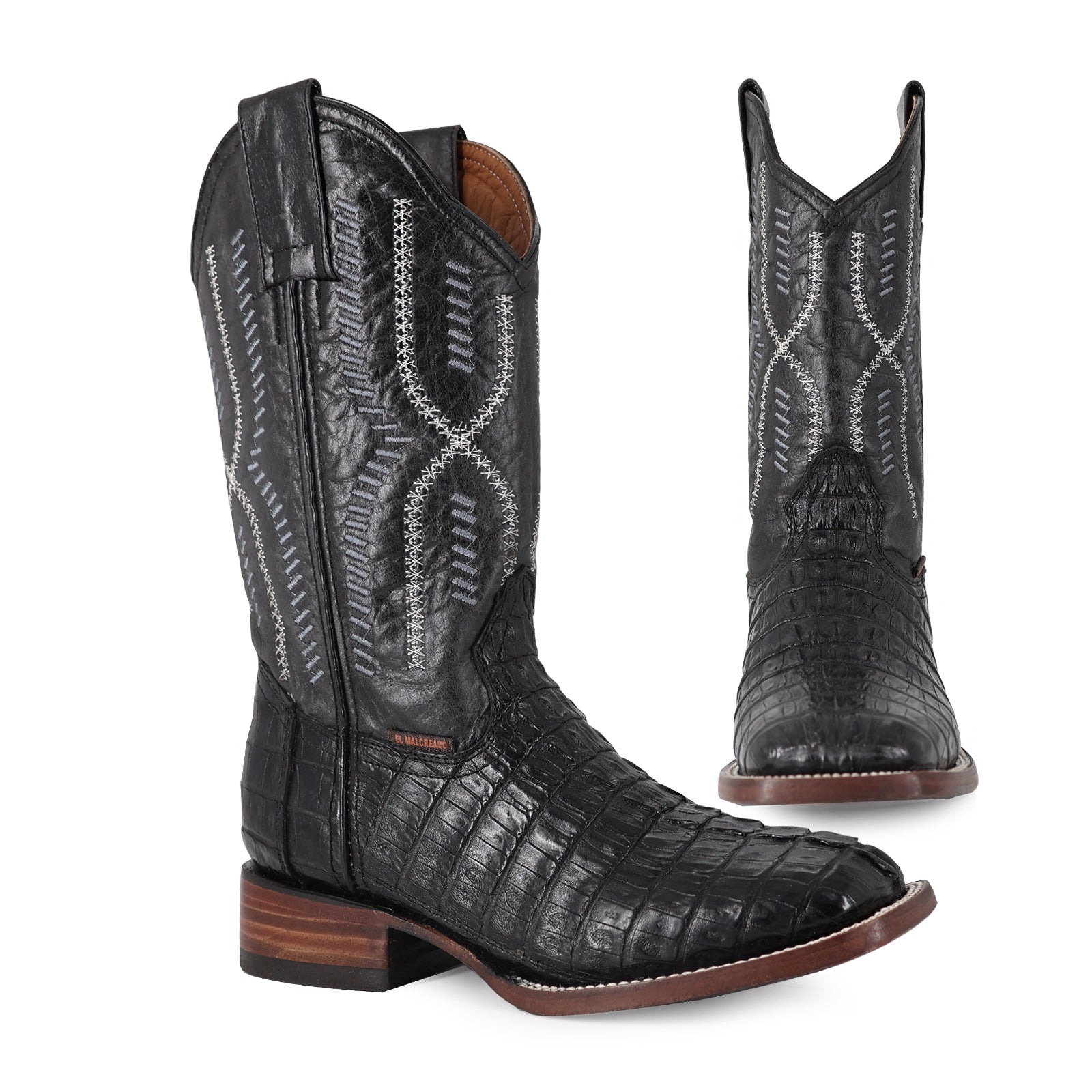 Bota Vaquera Bulldog Cocodrilo Cola Negro