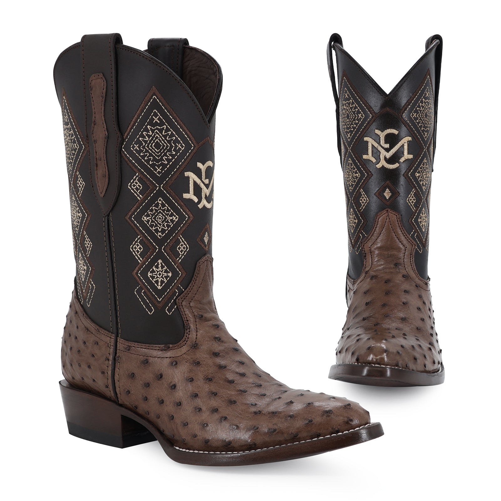 Bota Vaquera Oval Avestruz Cafe