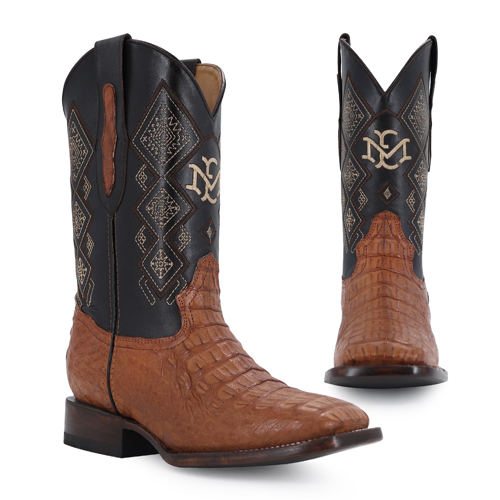 Bota Vaquera Bulldog Cocodrilo Lomo Coñac