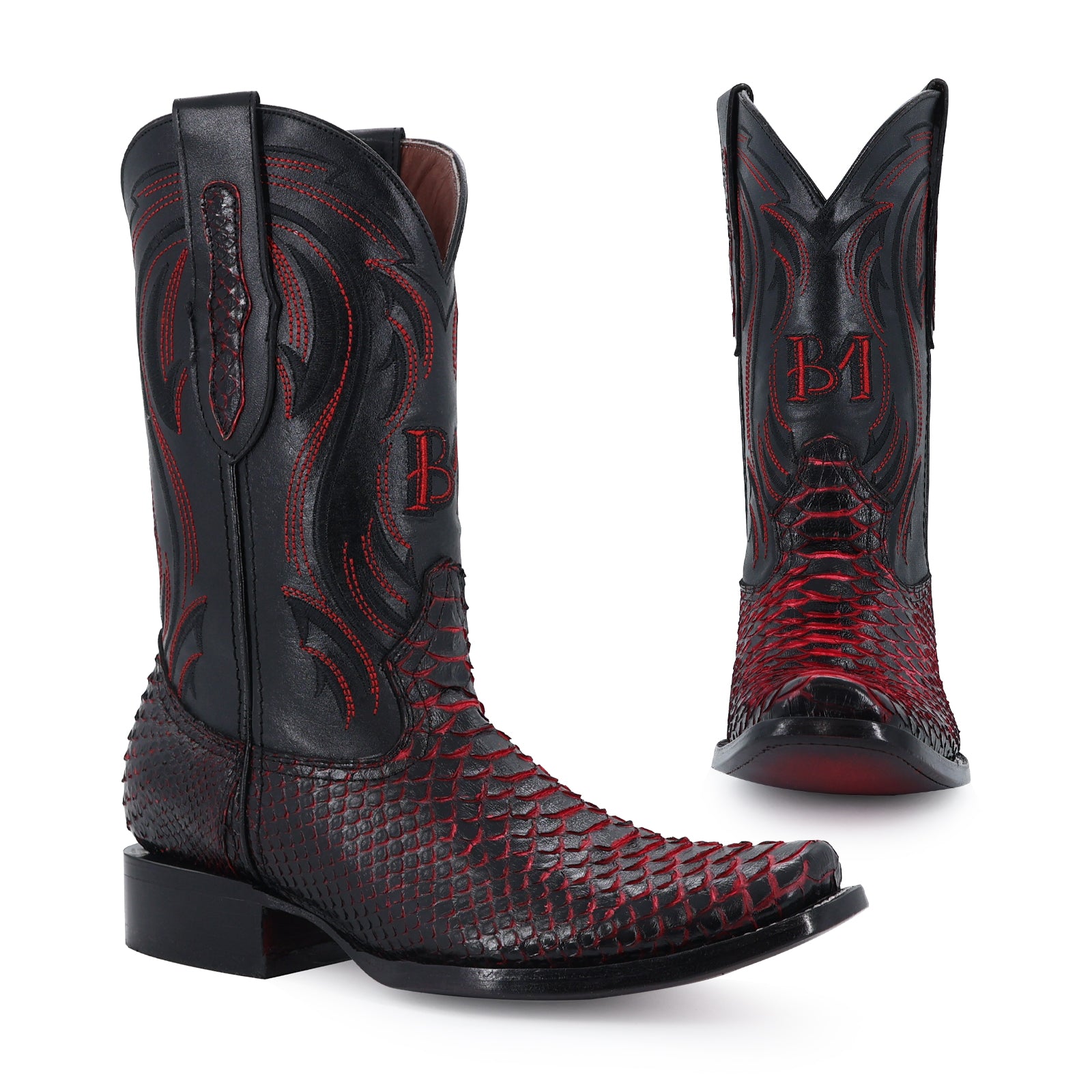 Bota Vaquera Dubai Piton Negro Cereza