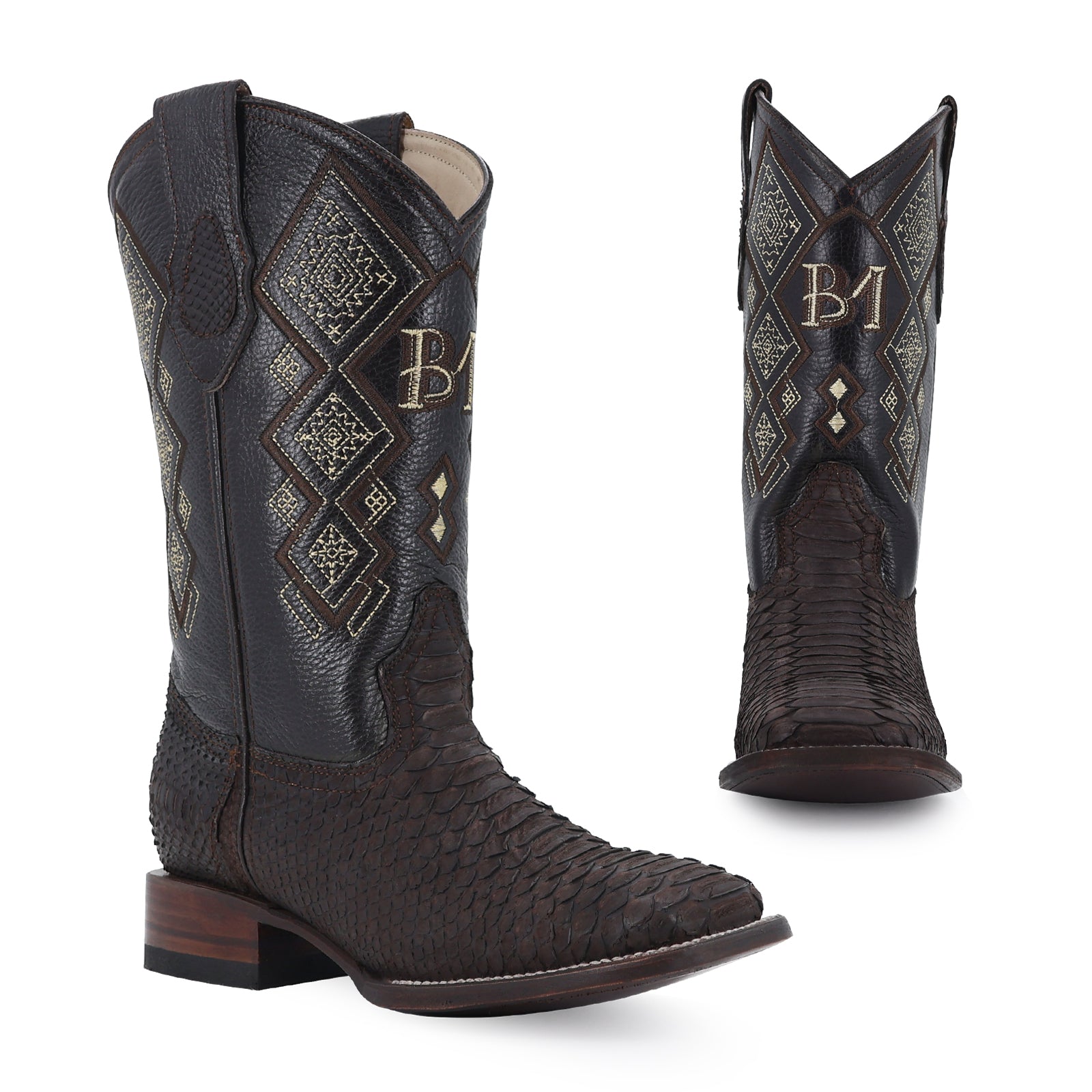 Bota Vaquera Bulldog Pitón Nobuck Cafe