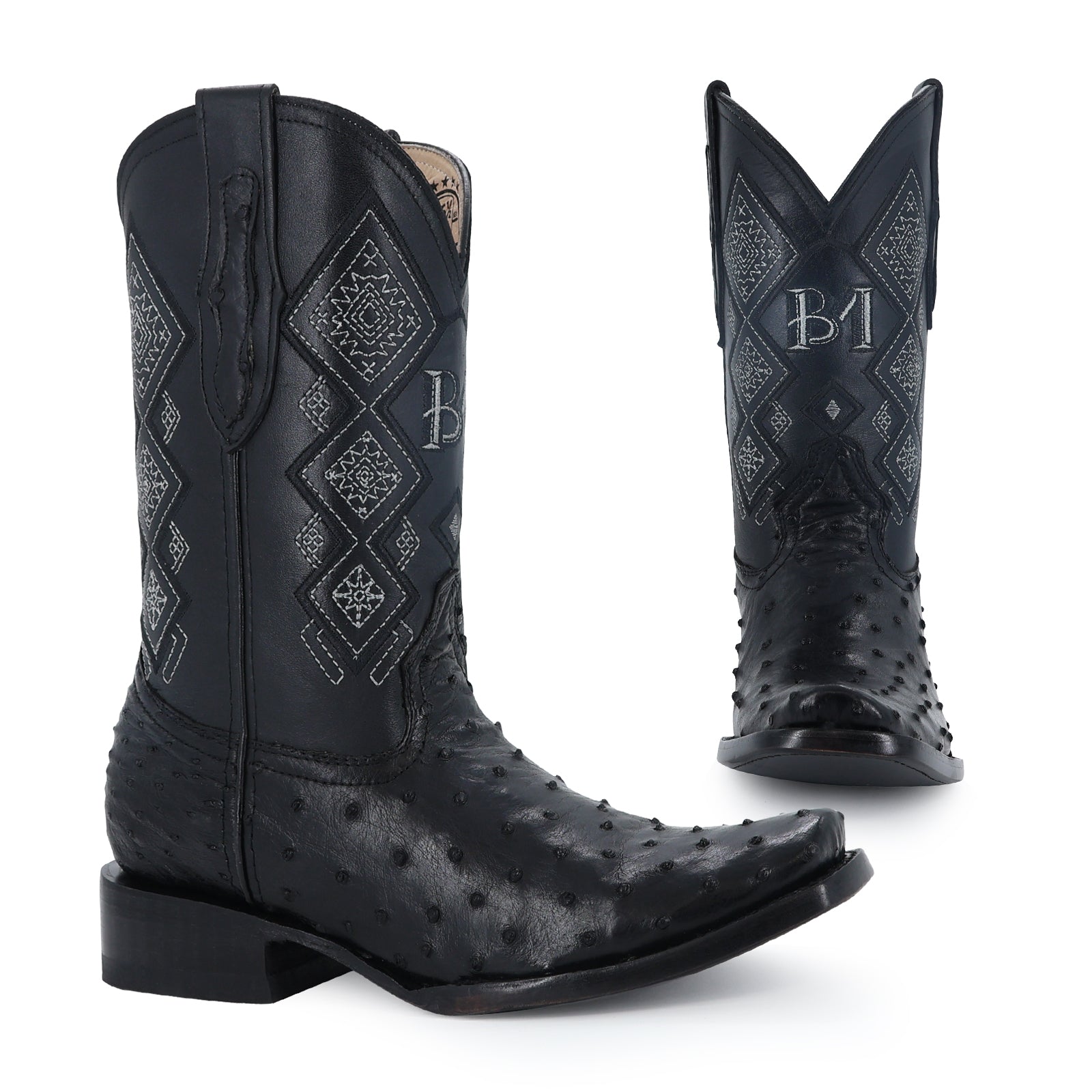Bota Vaquera Dubai Avestruz Negro