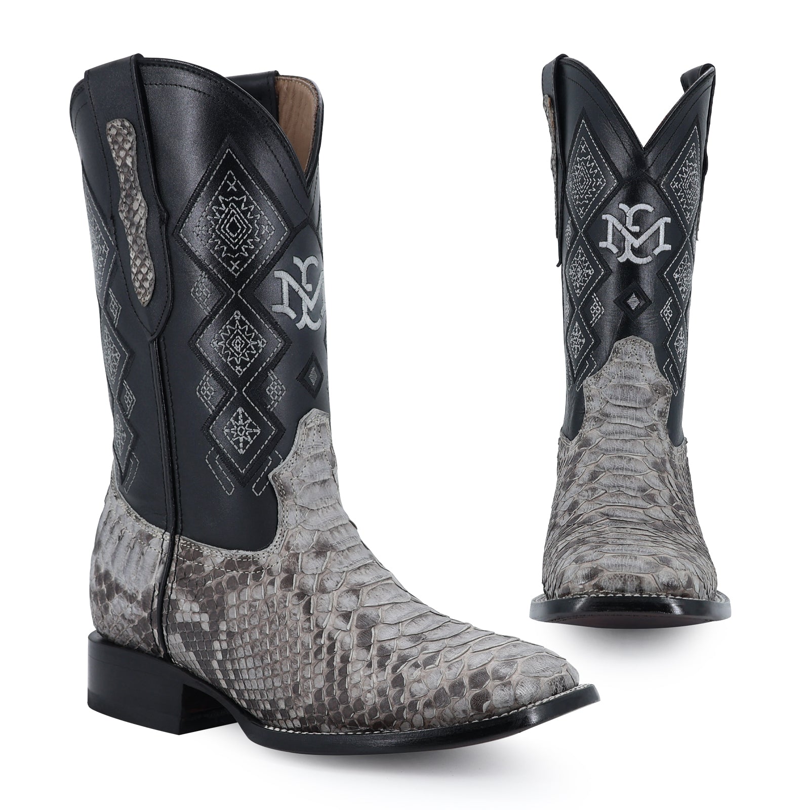 Bota Vaquera Bulldog Pitón Nobuck Gris