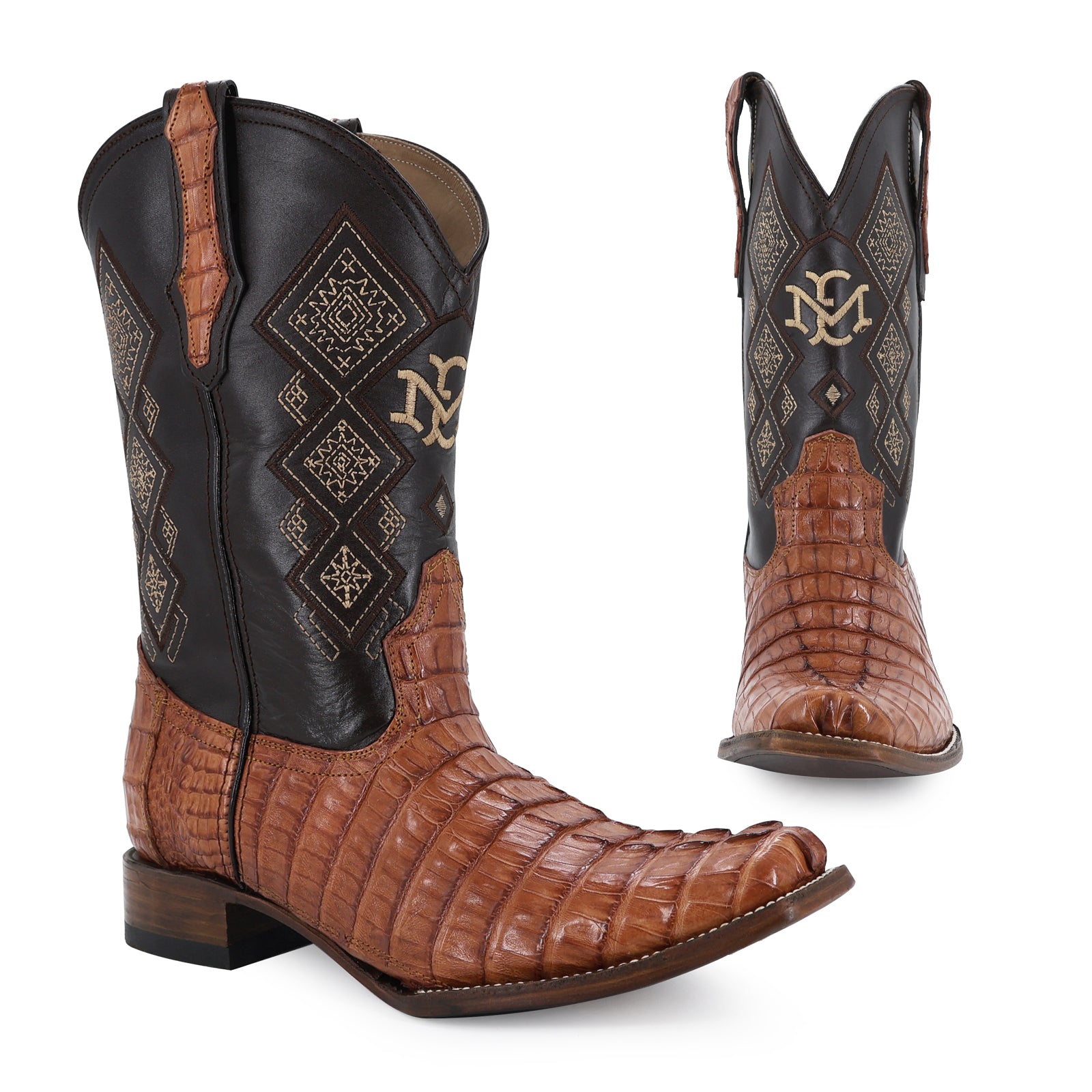 Bota Vaquera Dubai Cocodrilo Cola Coñac