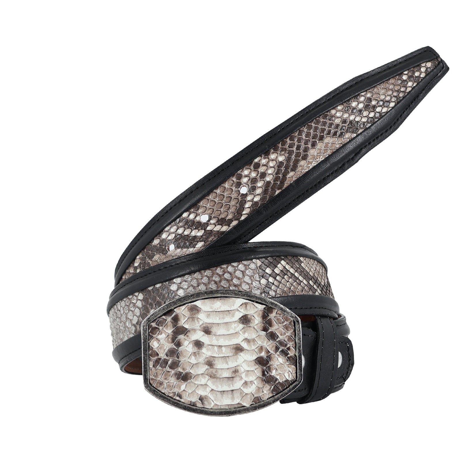 Cinturon Hebilla Cua Para Hombre En Piel De Piton